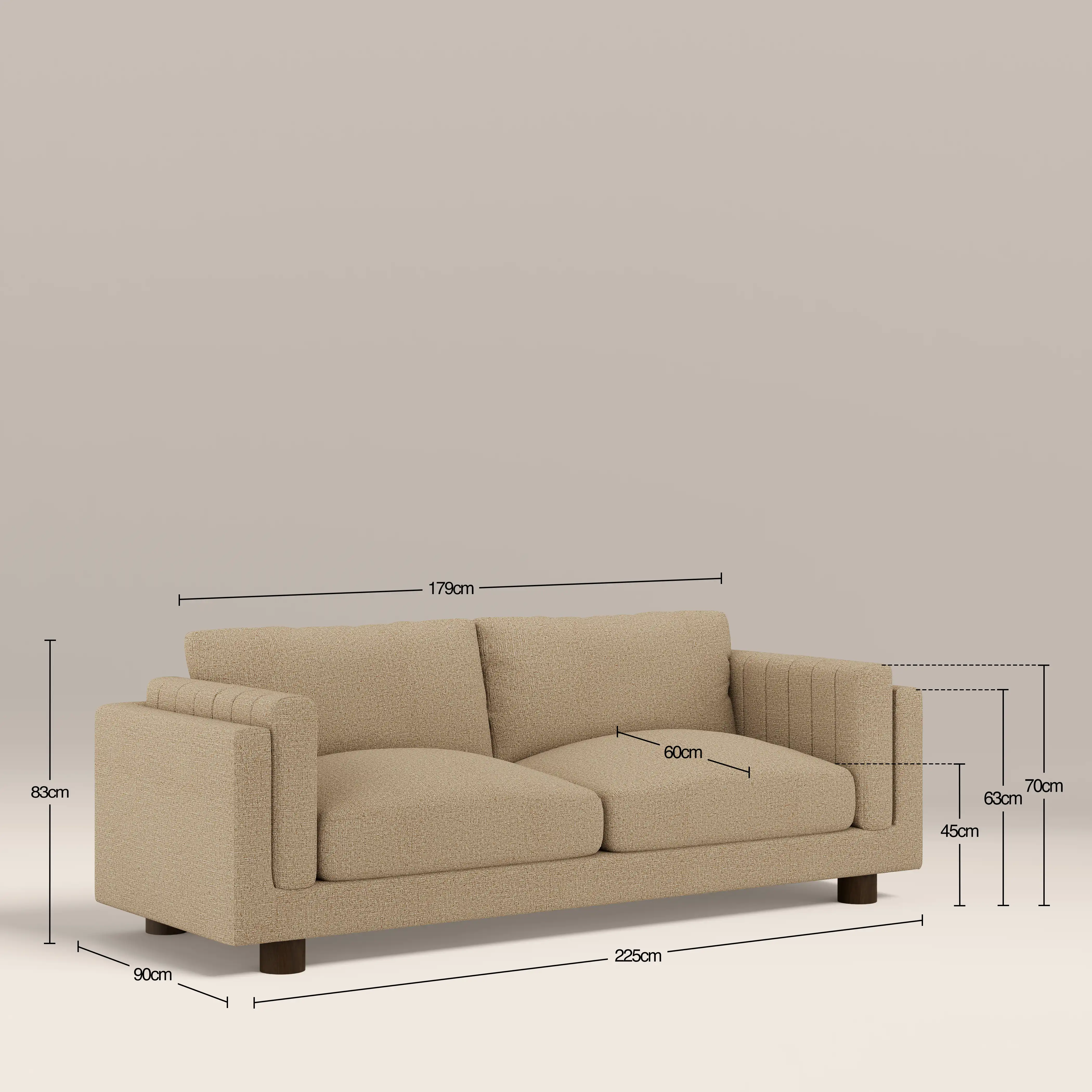 Halton 3 Seater Sofa | Speckled Latte Boucle - Image 7
