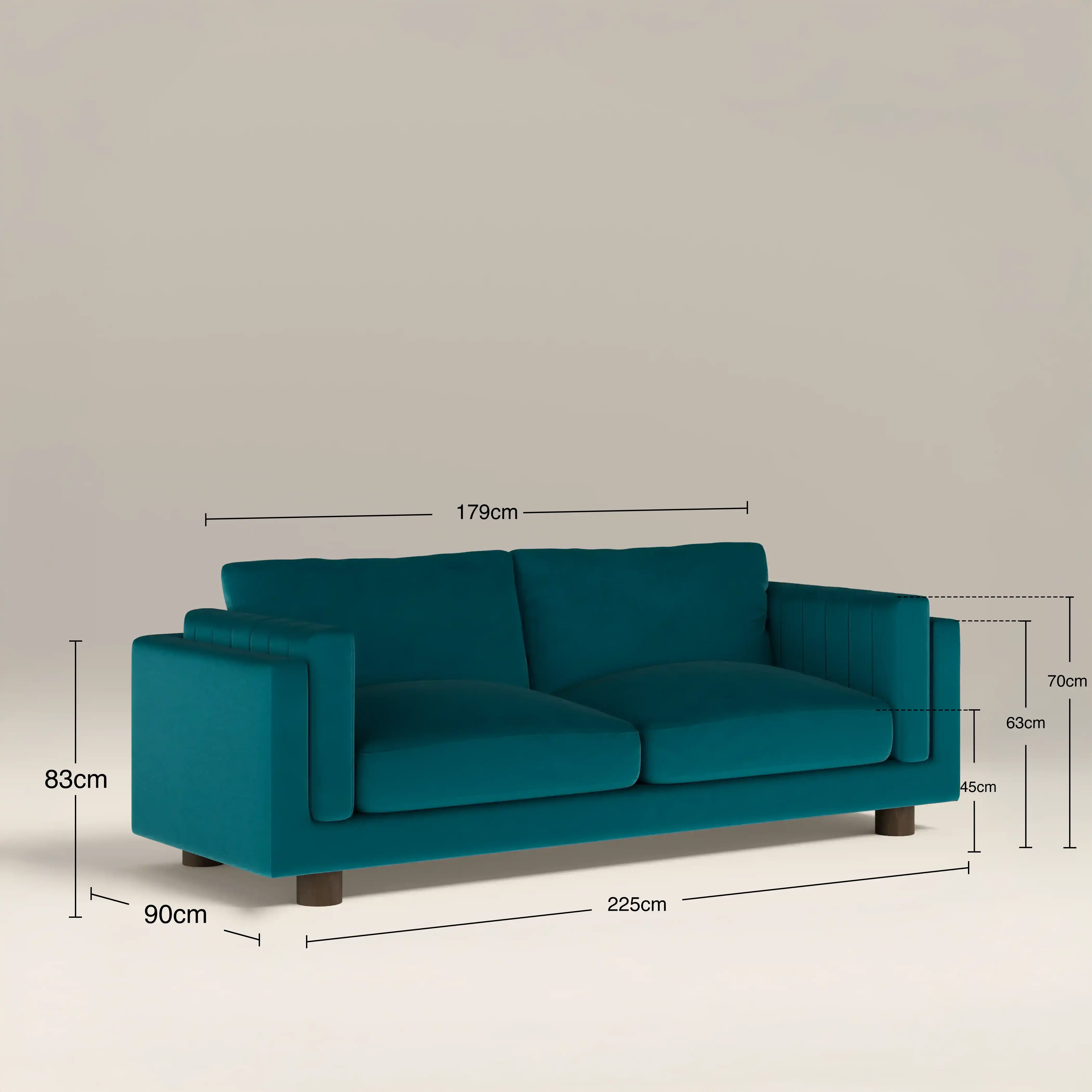 Halton 3 Seater Sofa | Teal Sustainable Velvet - Image 8