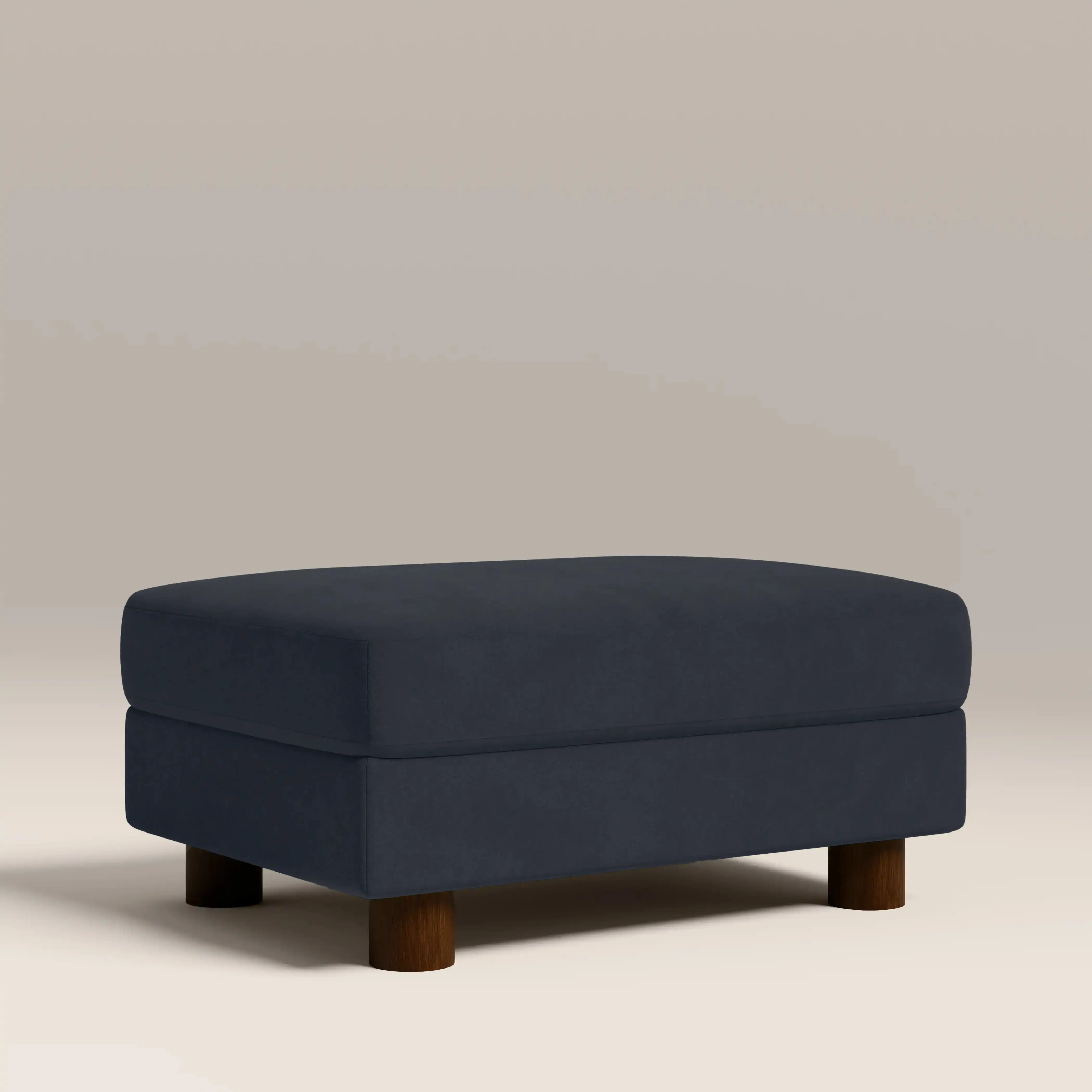 Halton Footstool | Dark Blue Sustainable Velvet - Image 2