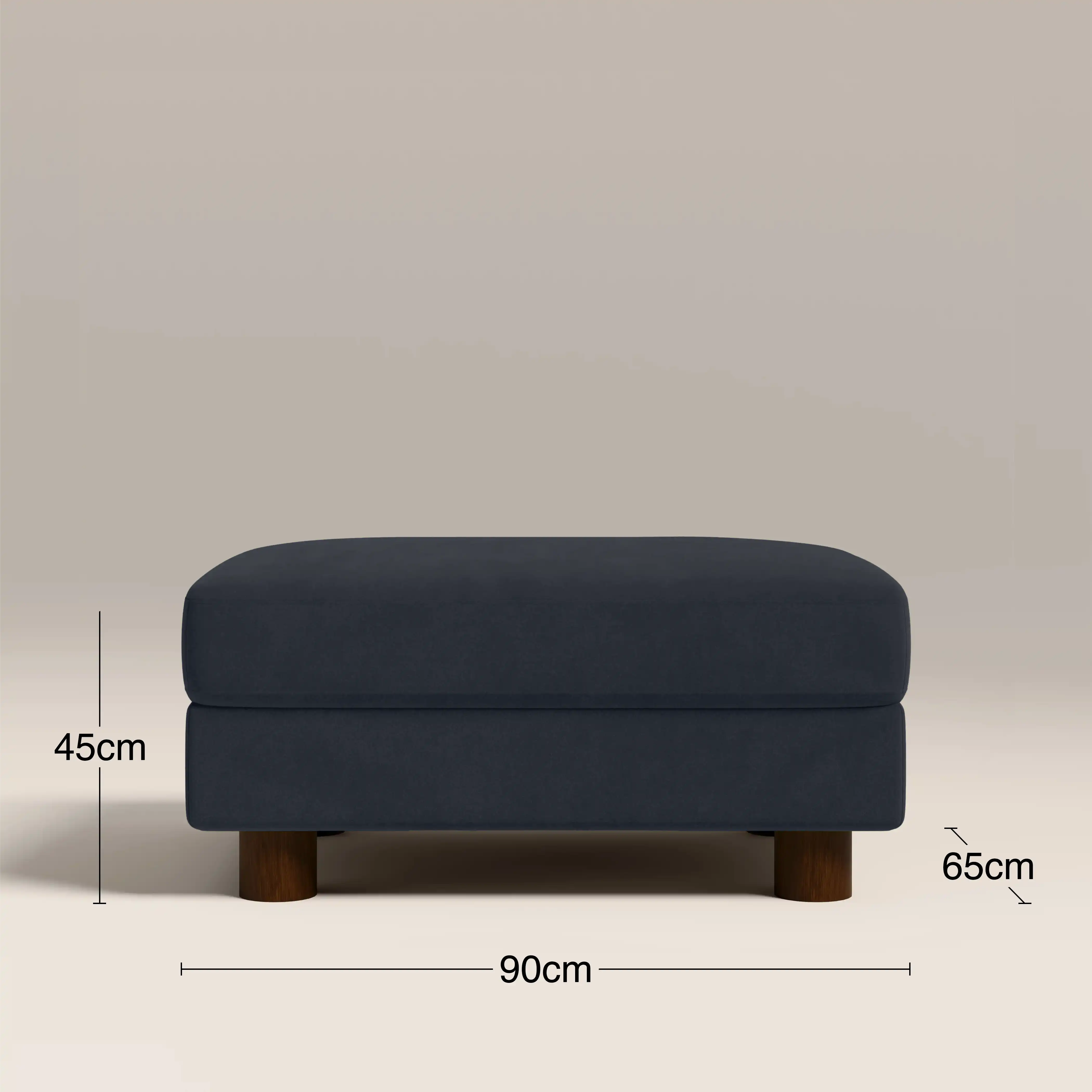 Halton Footstool | Dark Blue Sustainable Velvet - Image 5