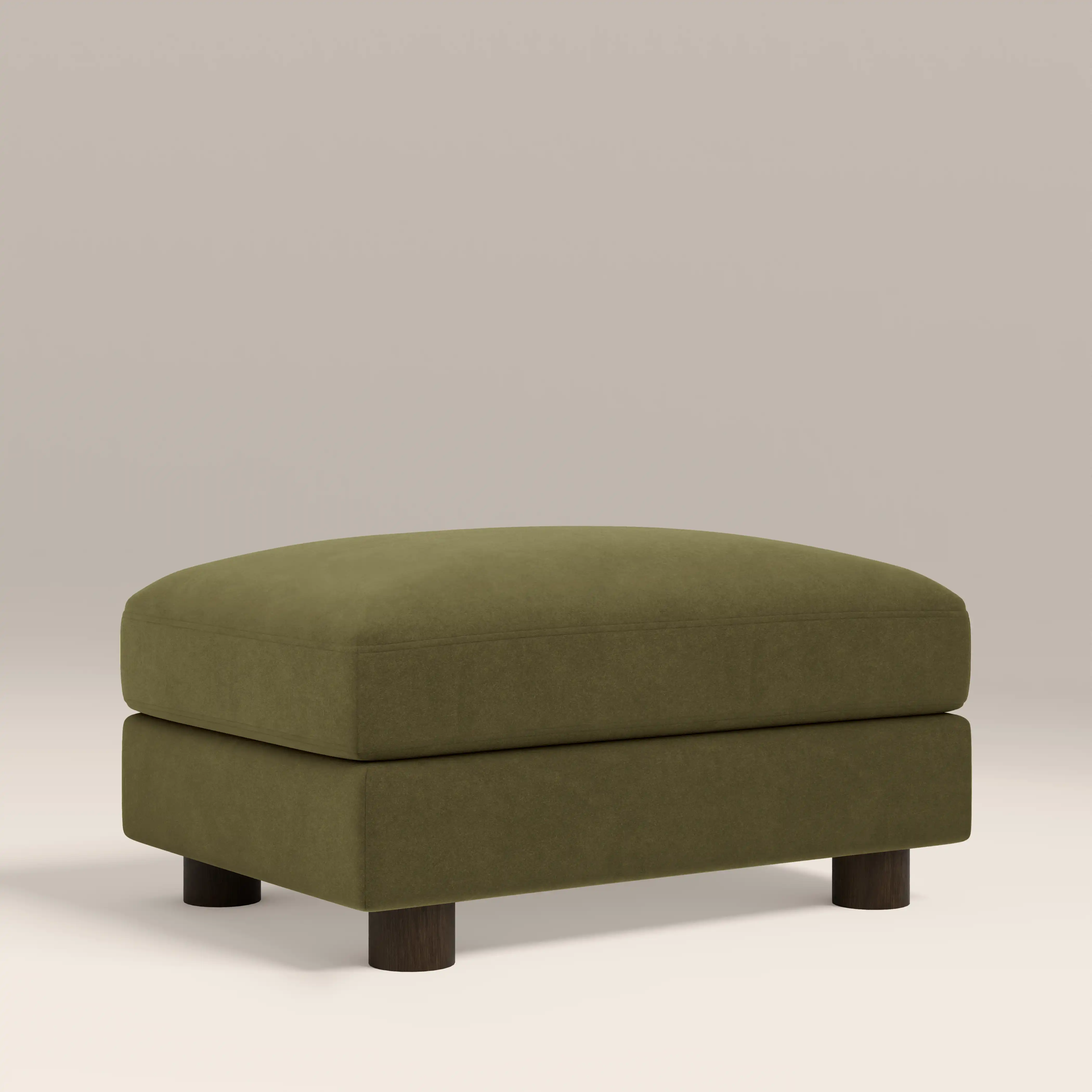 Halton Footstool | Moss Green Sustainable Mohair Velvet - Image 2