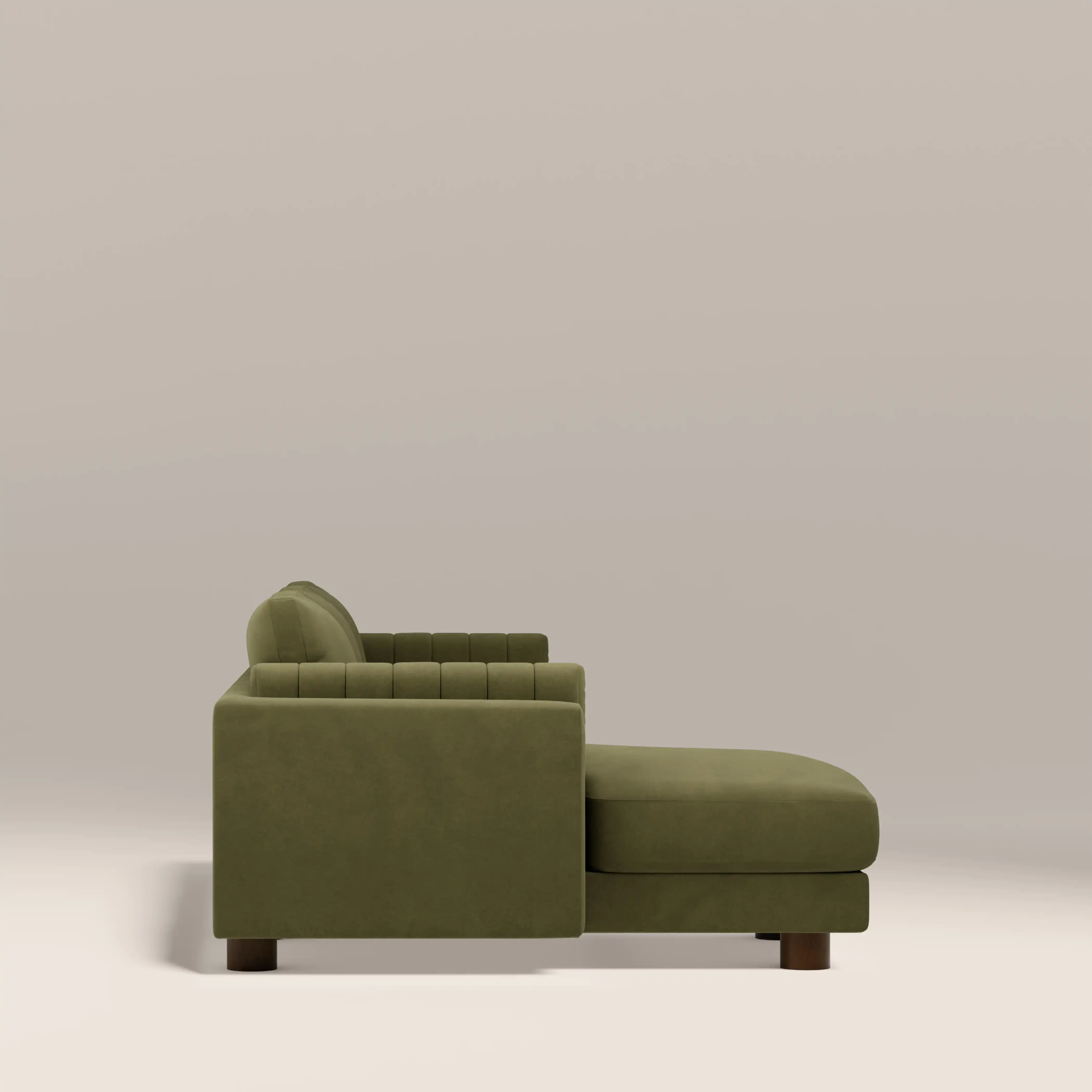 Halton Left Hand Chaise Sofa | Moss Green Sustainable Mohair Velvet - Image 5