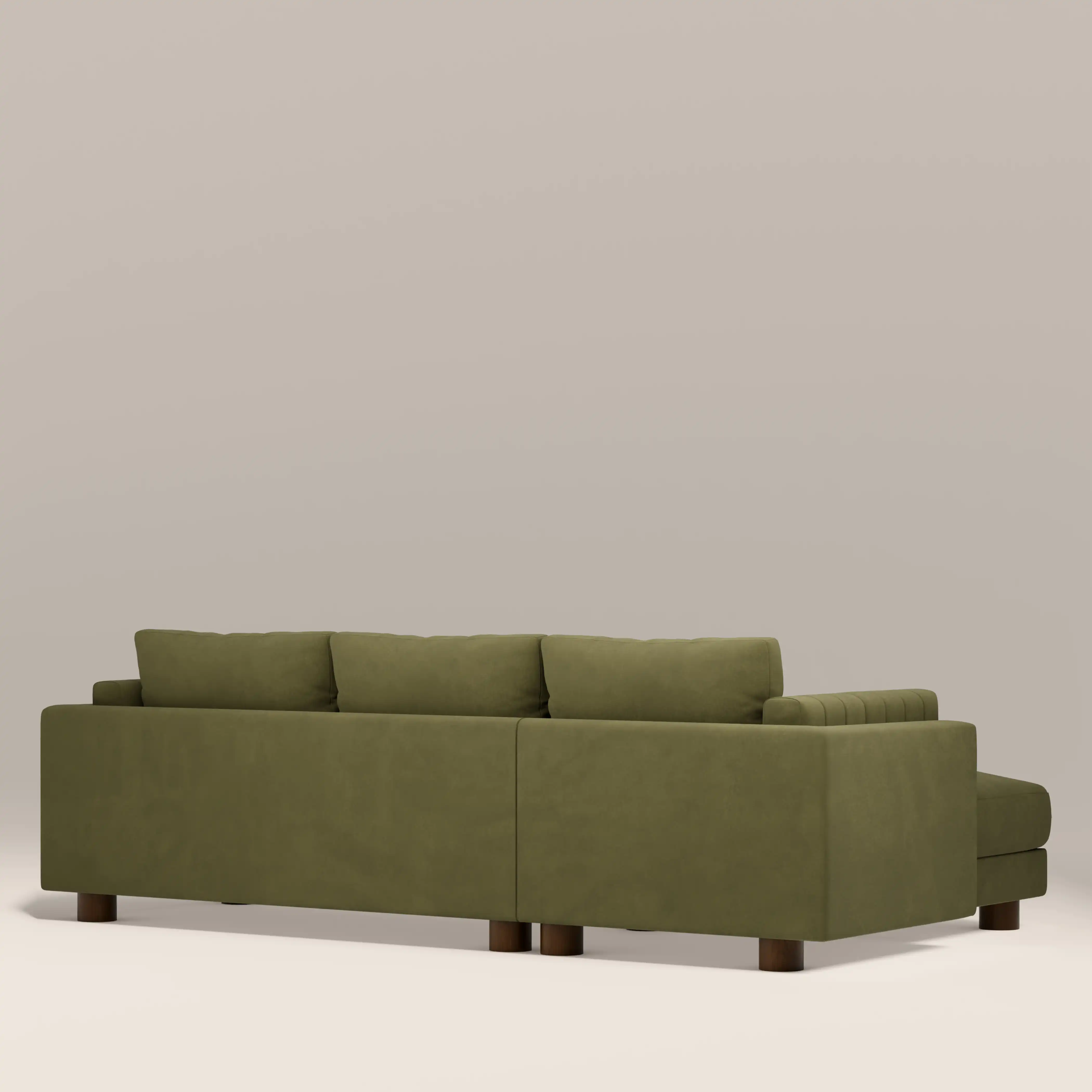 Halton Left Hand Chaise Sofa | Moss Green Sustainable Mohair Velvet - Image 6