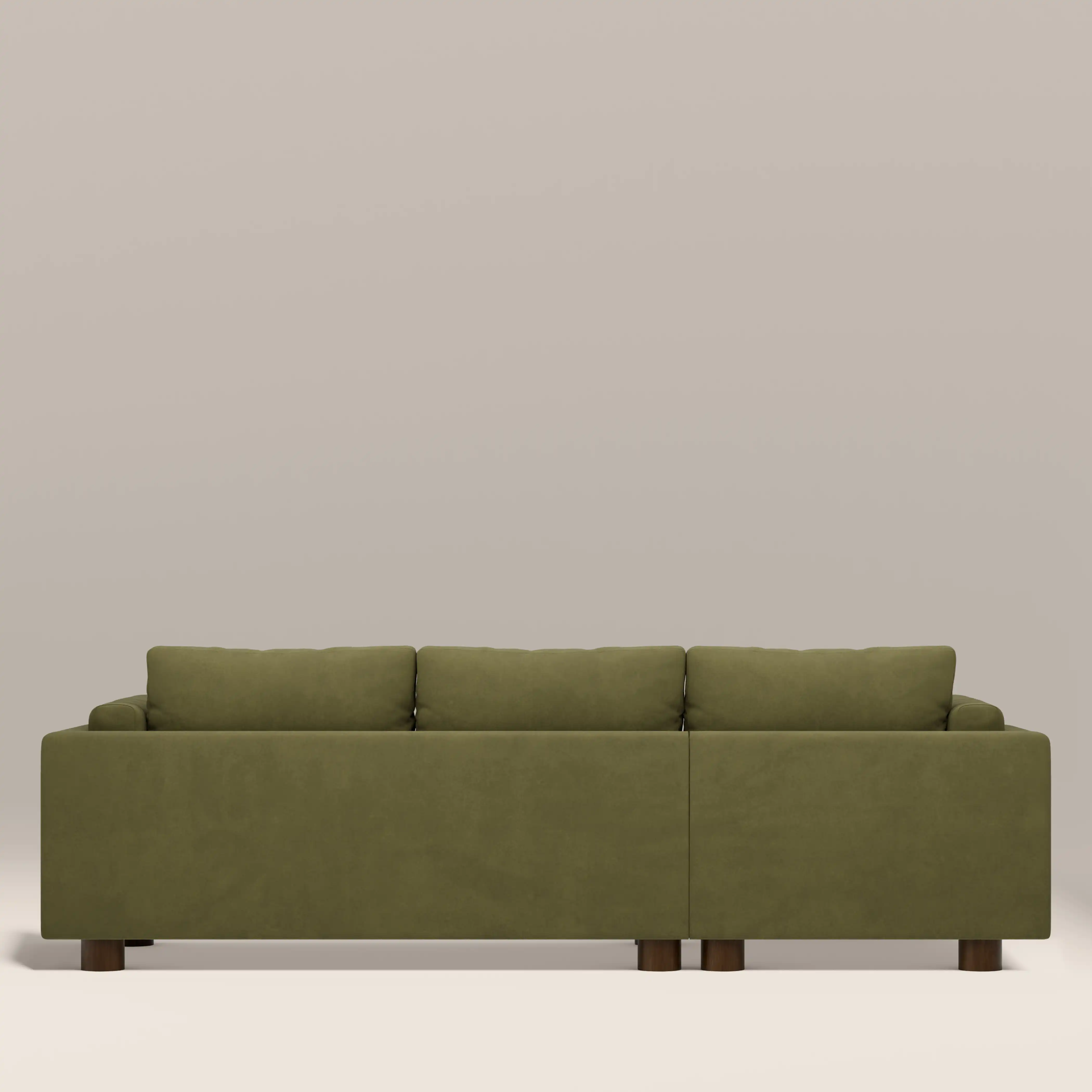 Halton Left Hand Chaise Sofa | Moss Green Sustainable Mohair Velvet - Image 7