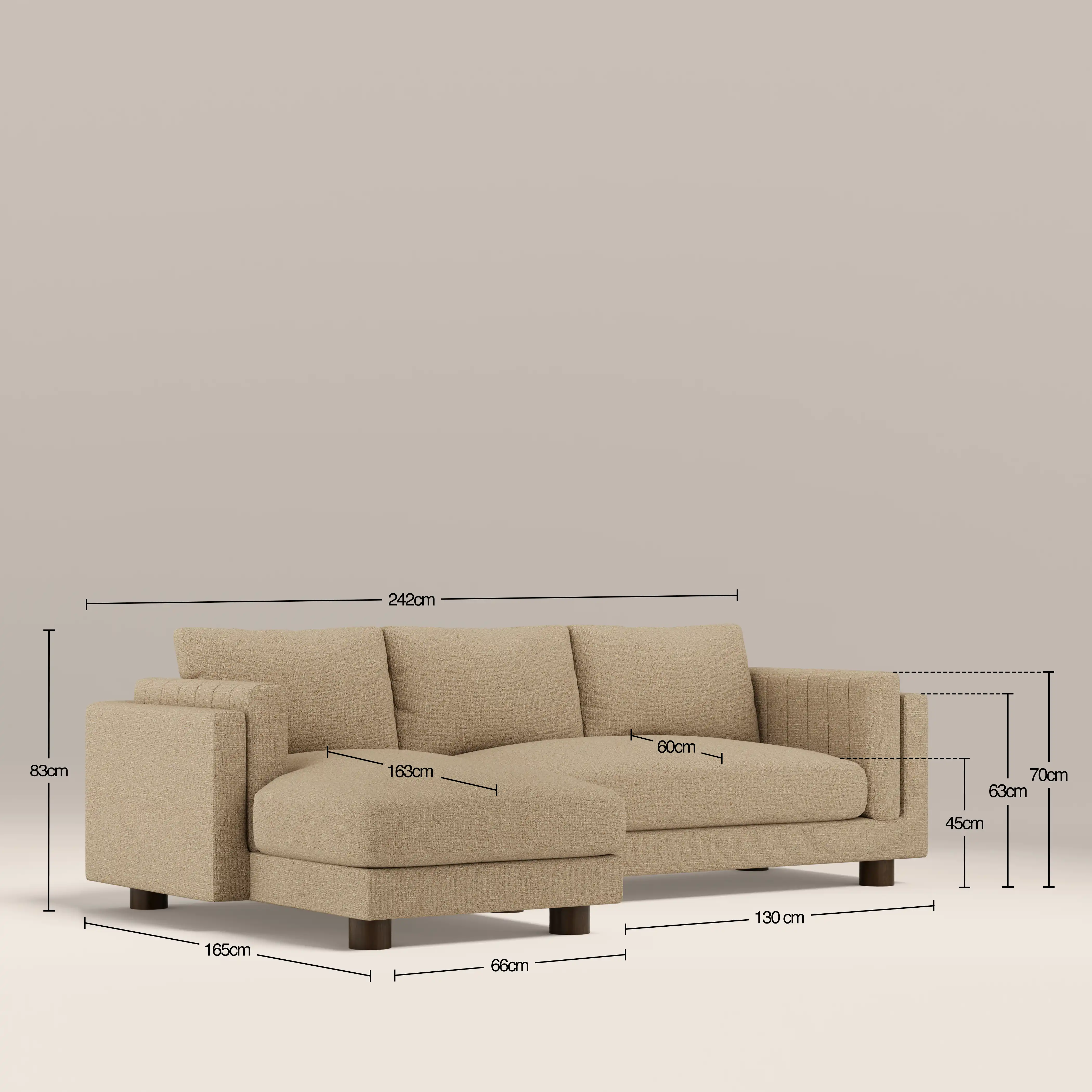 Halton Left Hand Chaise Sofa | Speckled Latte Boucle - Image 7