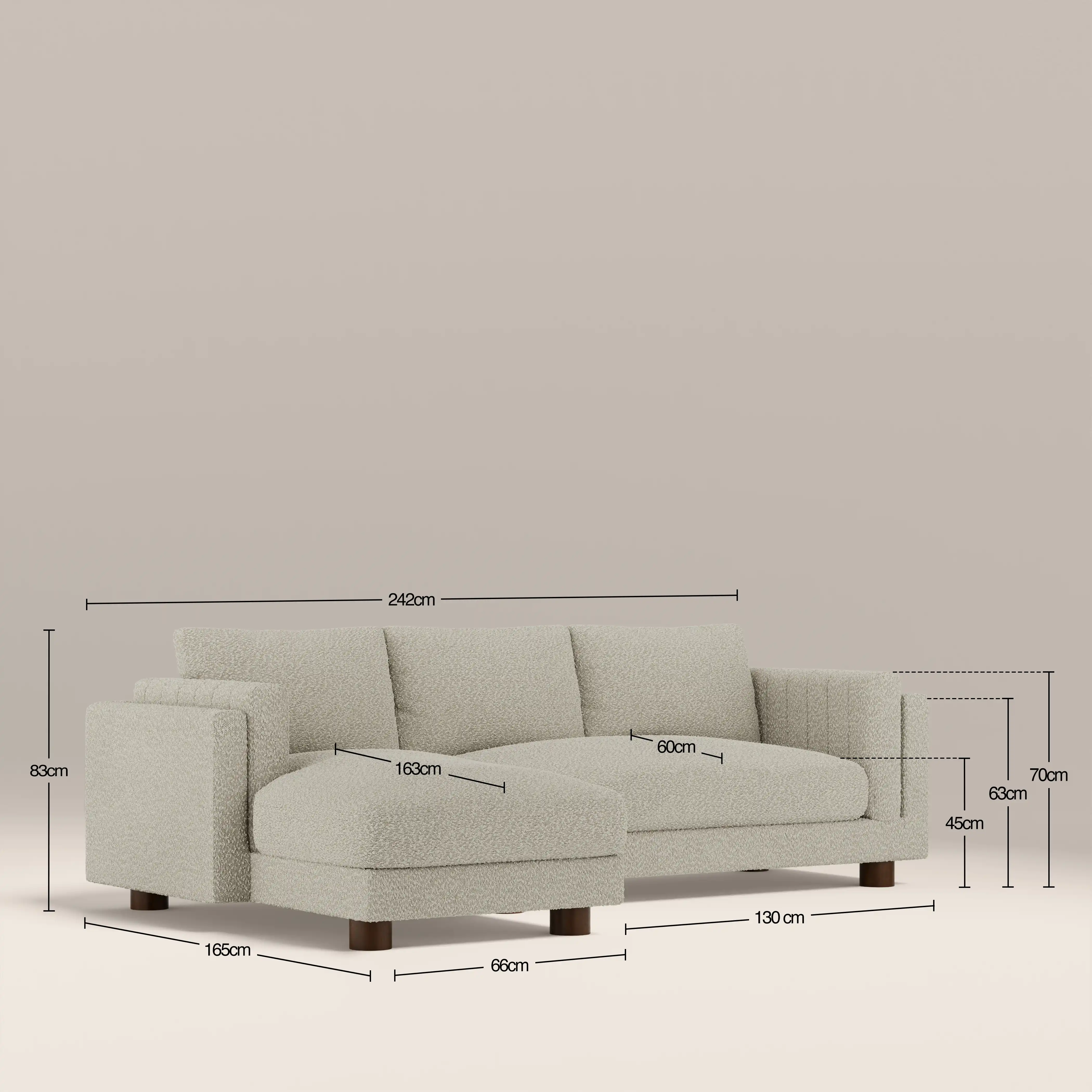 Halton Left Hand Chaise Sofa | Speckled Stone Sustainable Boucle - Image 7