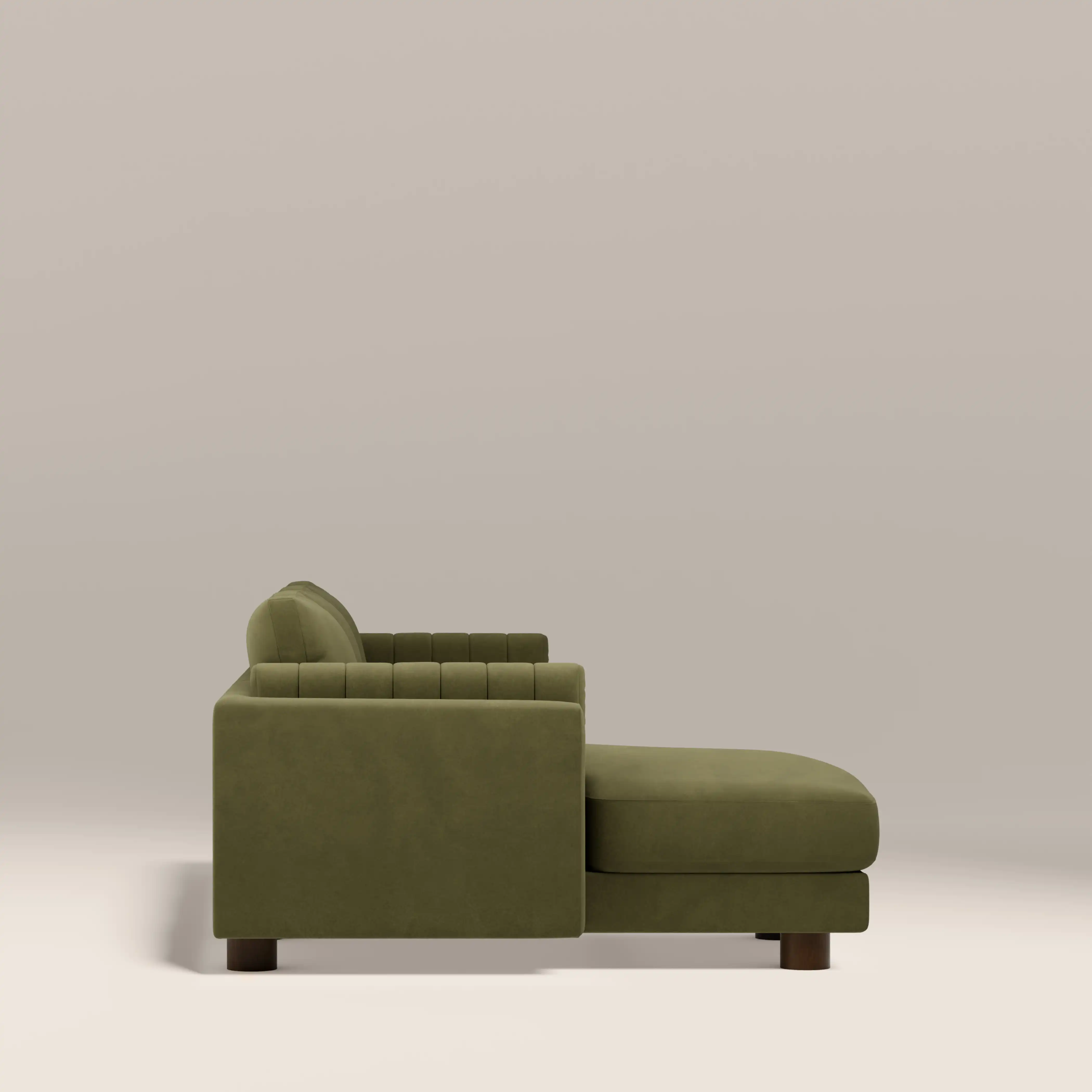 Halton Right Hand Chaise Sofa | Moss Green Sustainable Mohair Velvet - Image 5