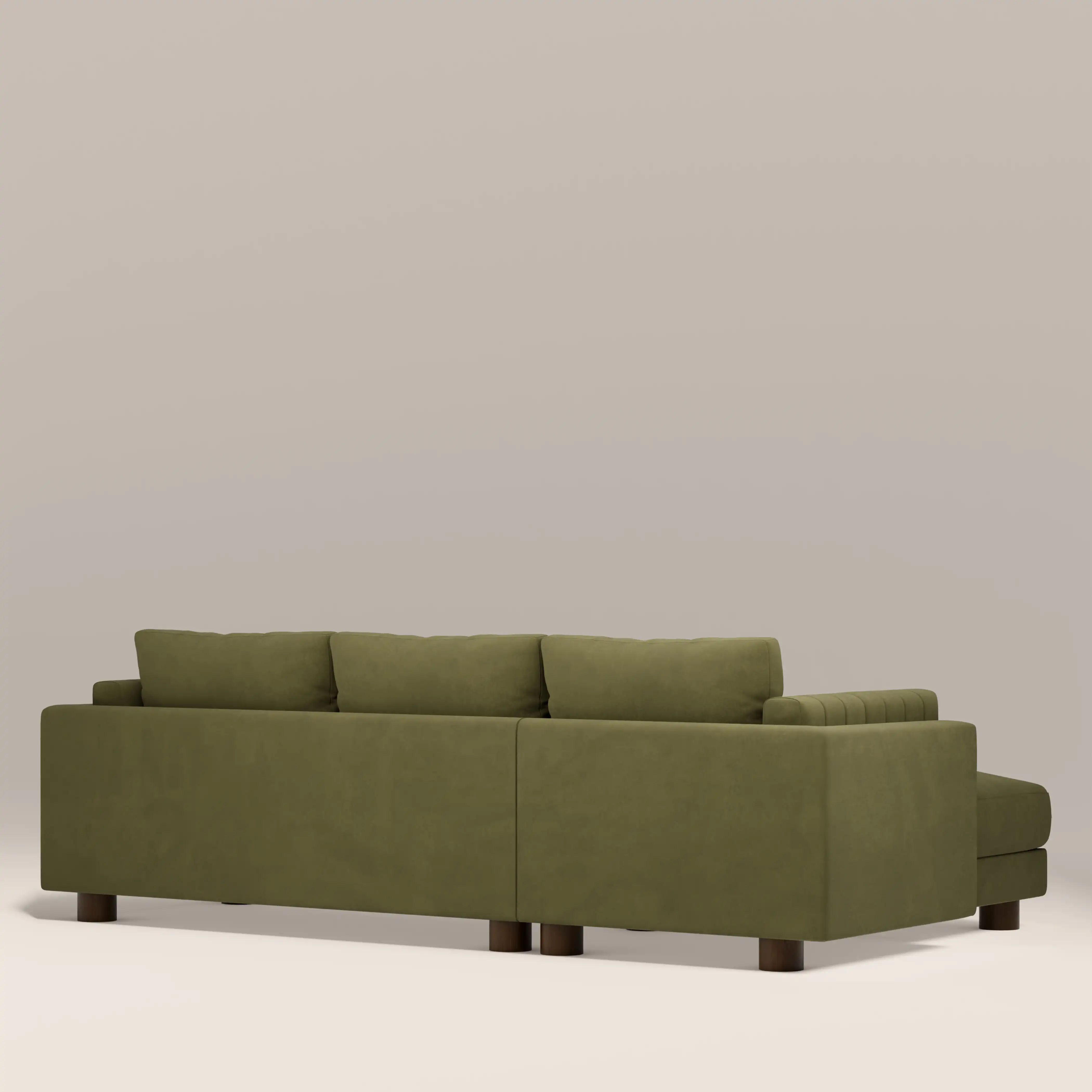 Halton Right Hand Chaise Sofa | Moss Green Sustainable Mohair Velvet - Image 7
