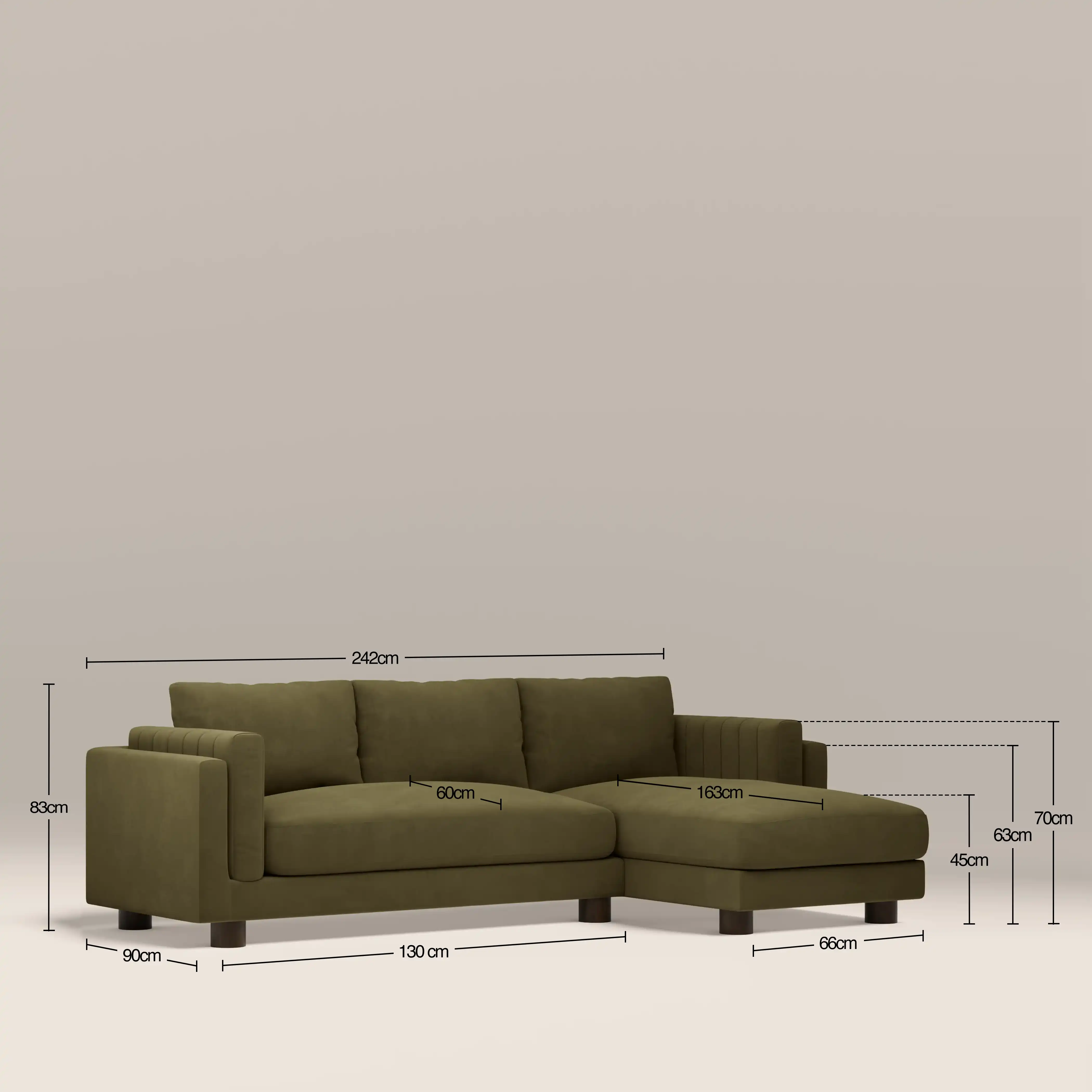 Halton Right Hand Chaise Sofa | Moss Green Sustainable Mohair Velvet - Image 9