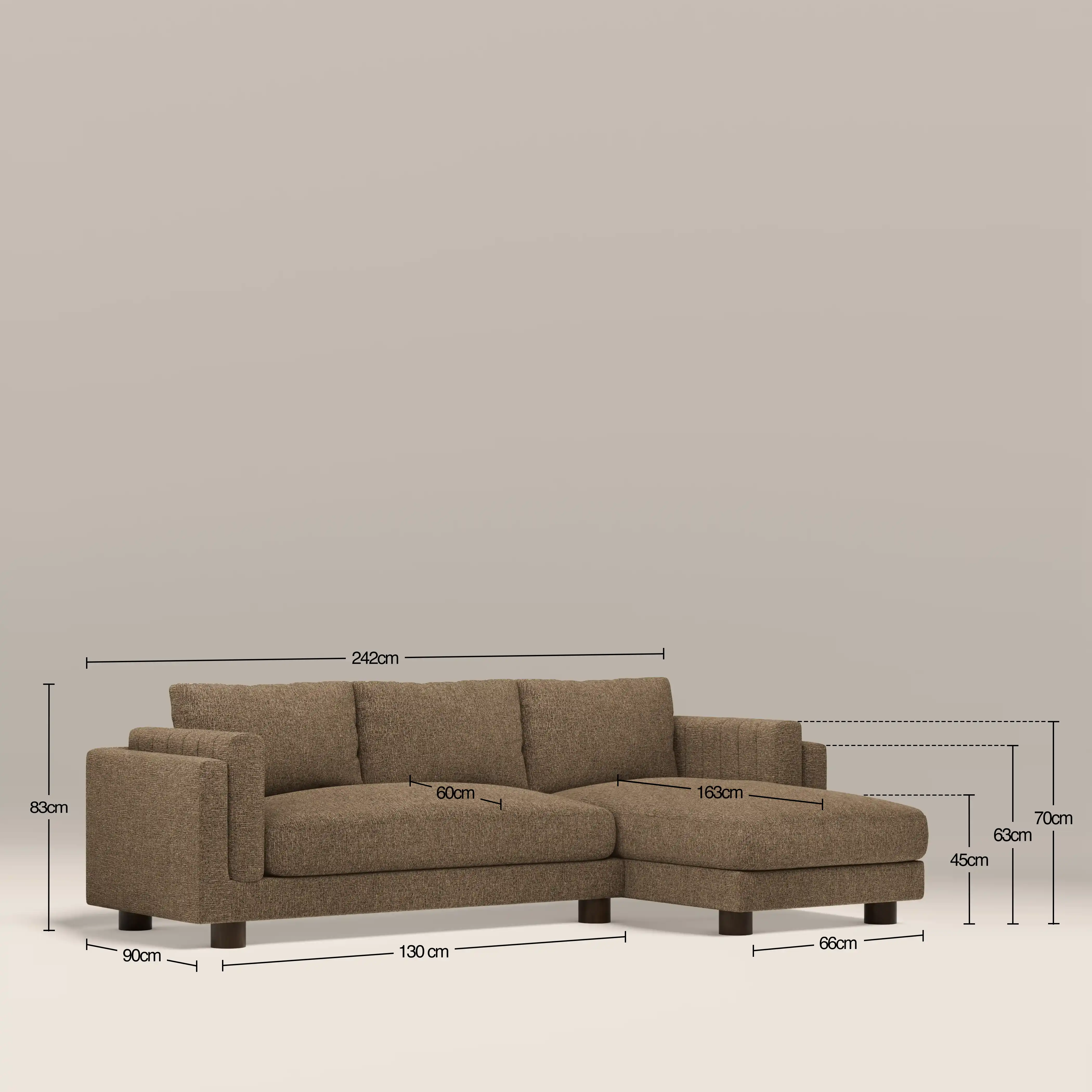 Halton Right Hand Chaise Sofa | Speckled Cappuccino Boucle - Image 7