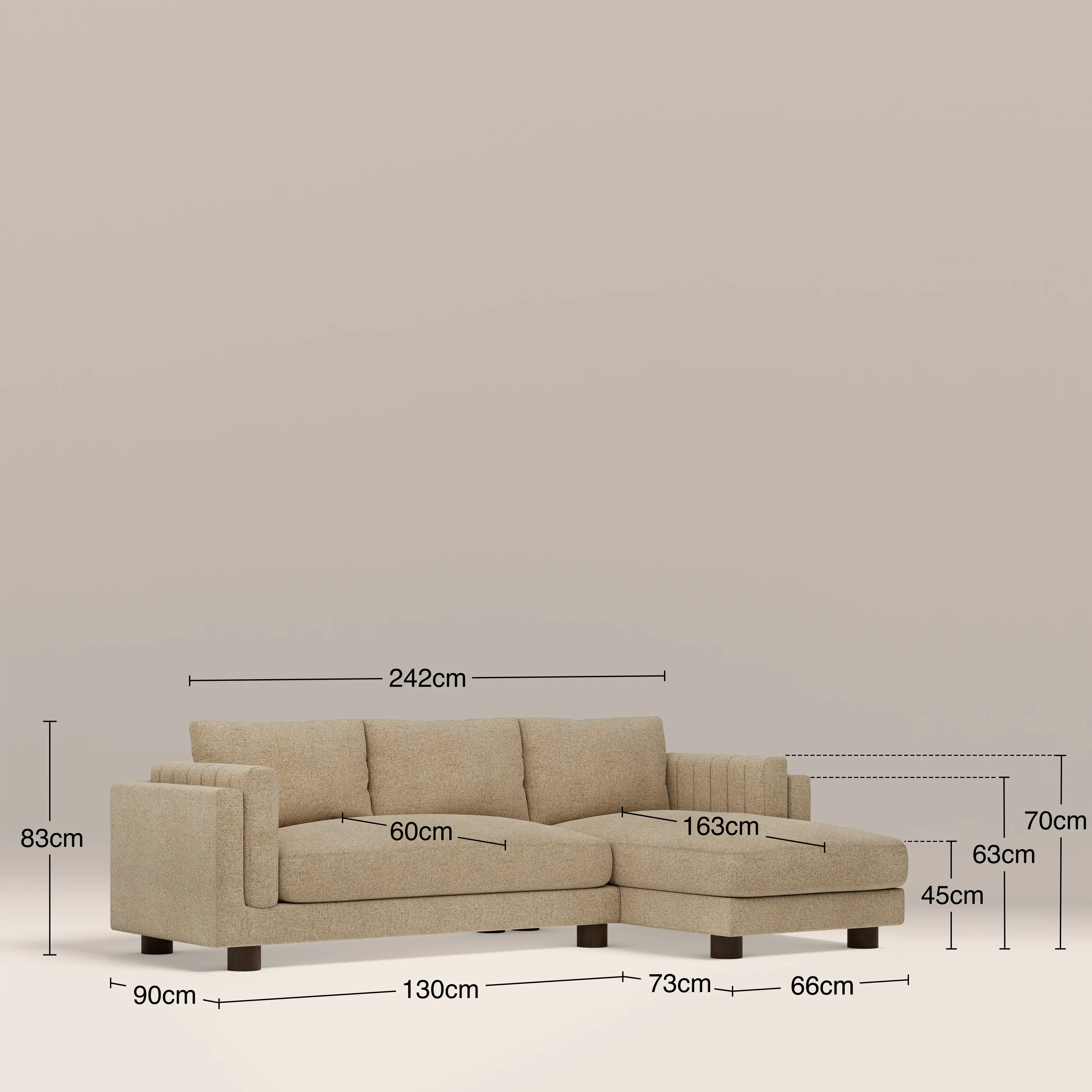 Halton Right Hand Chaise Sofa | Speckled Latte Boucle - Image 7