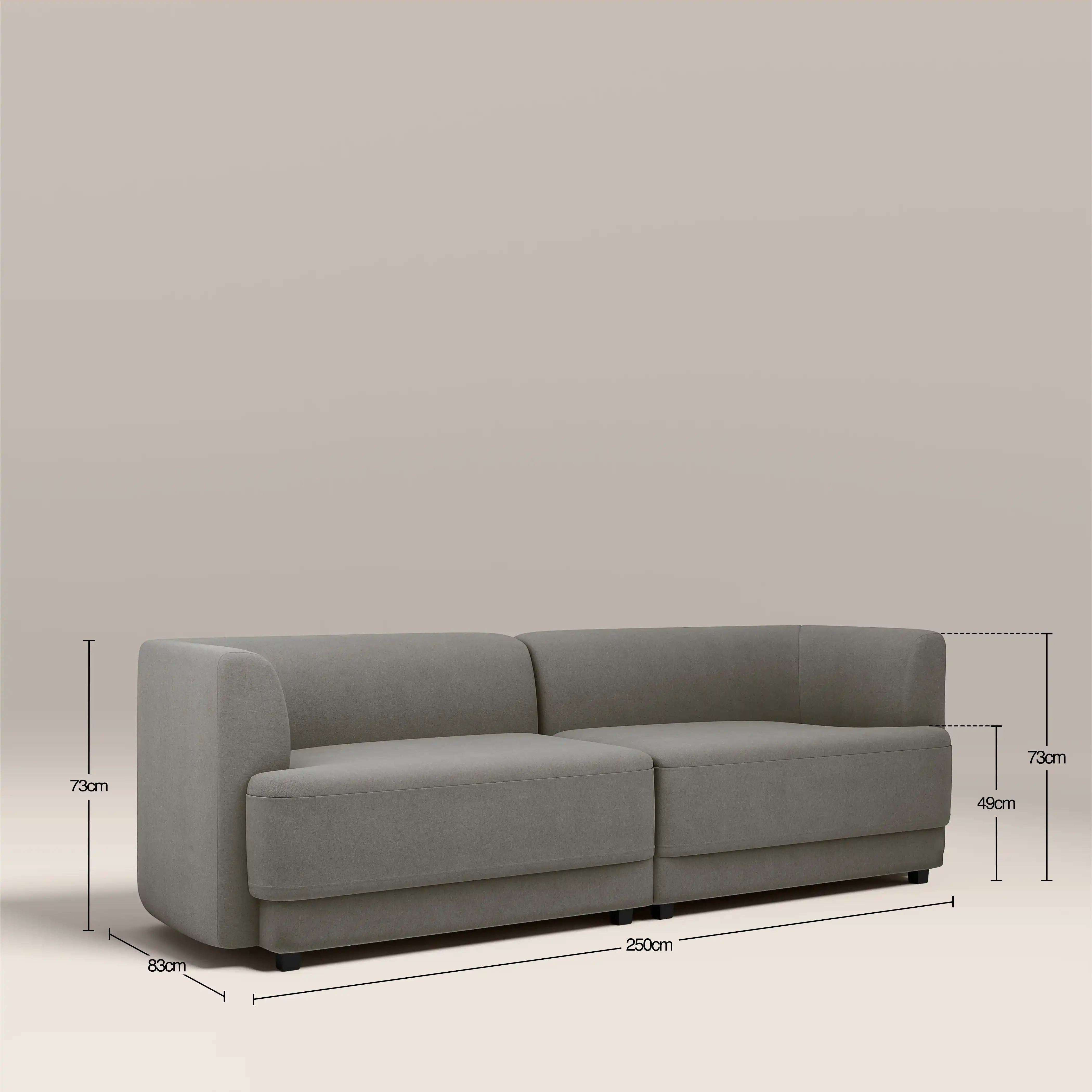 Harley 3 Seater Sofa | Pebble Grey Fabric - Image 6