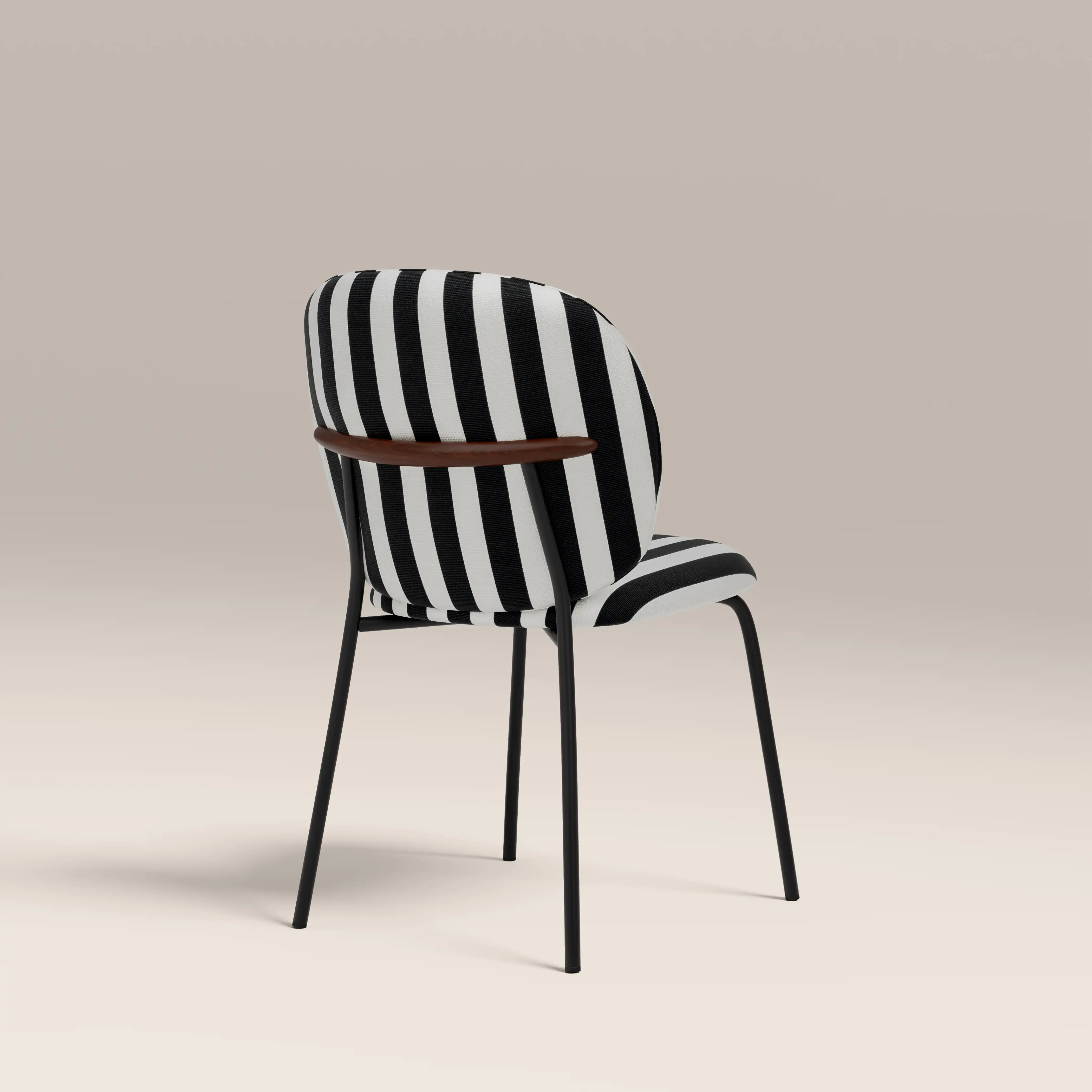 Harlow Dining Chair | Striped Fabric & Black - Image 2