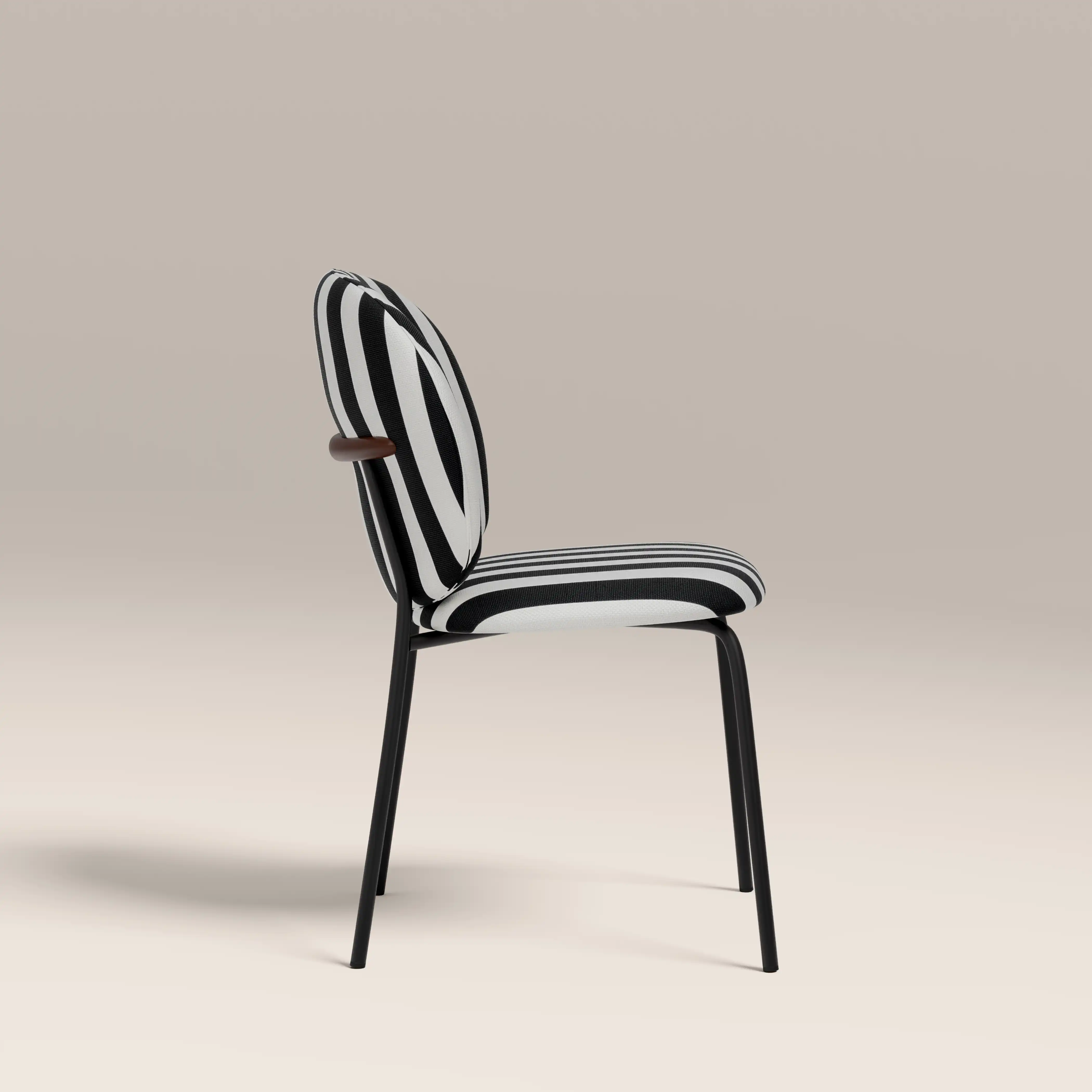 Harlow Dining Chair | Striped Fabric & Black - Image 4