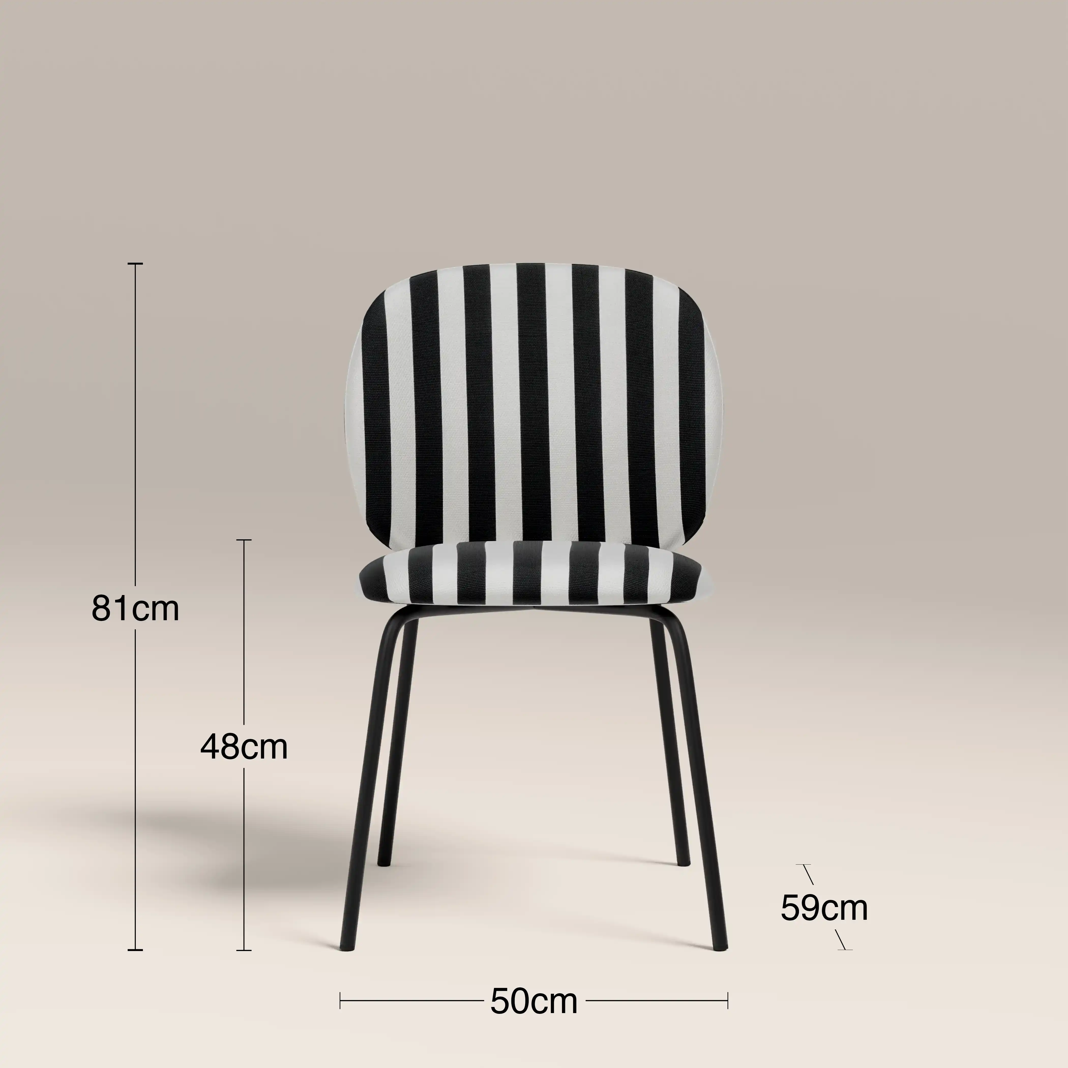 Harlow Dining Chair | Striped Fabric & Black - Image 6