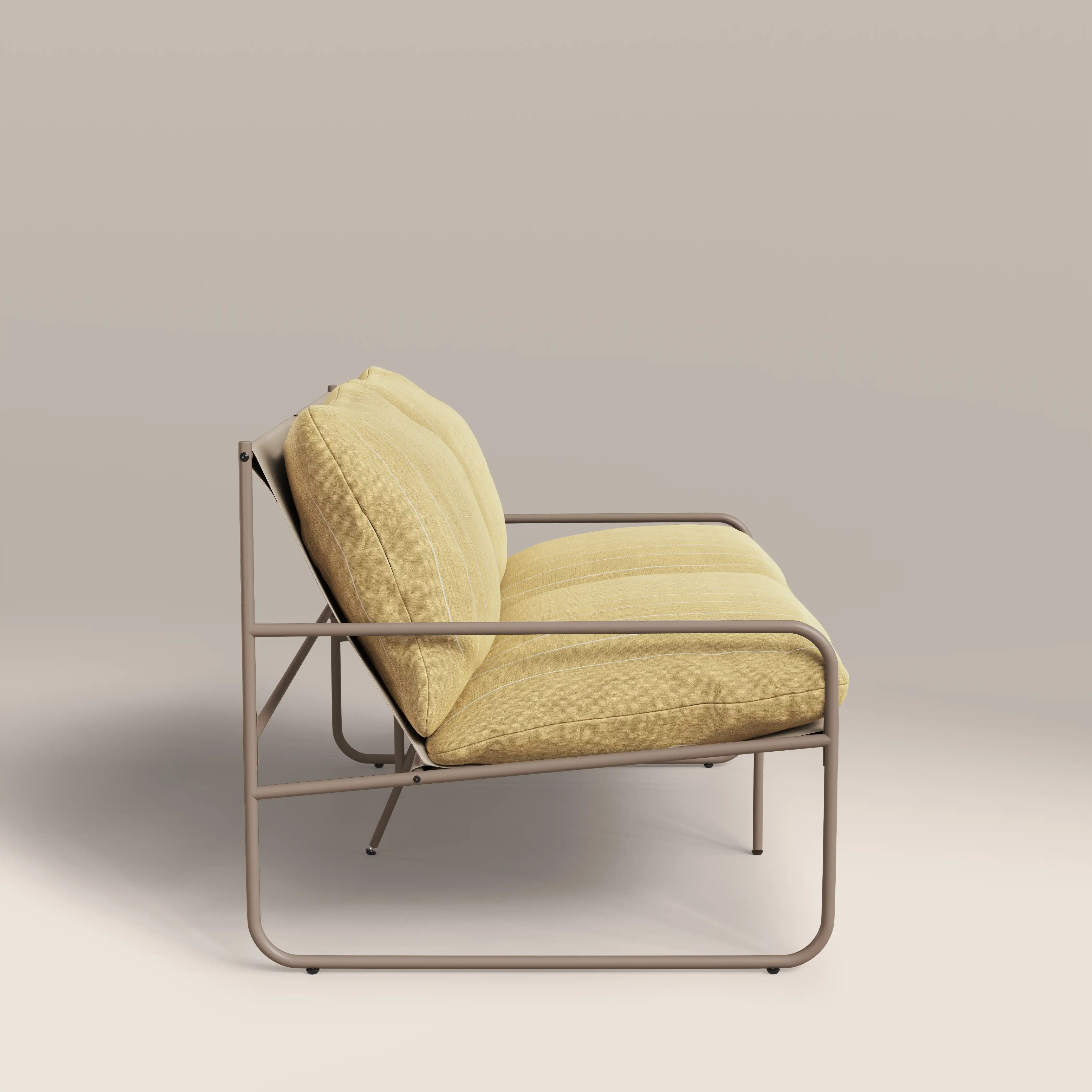 Harris 2 Seater Garden Sofa | Butter Yellow Stripe & Taupe - Image 5