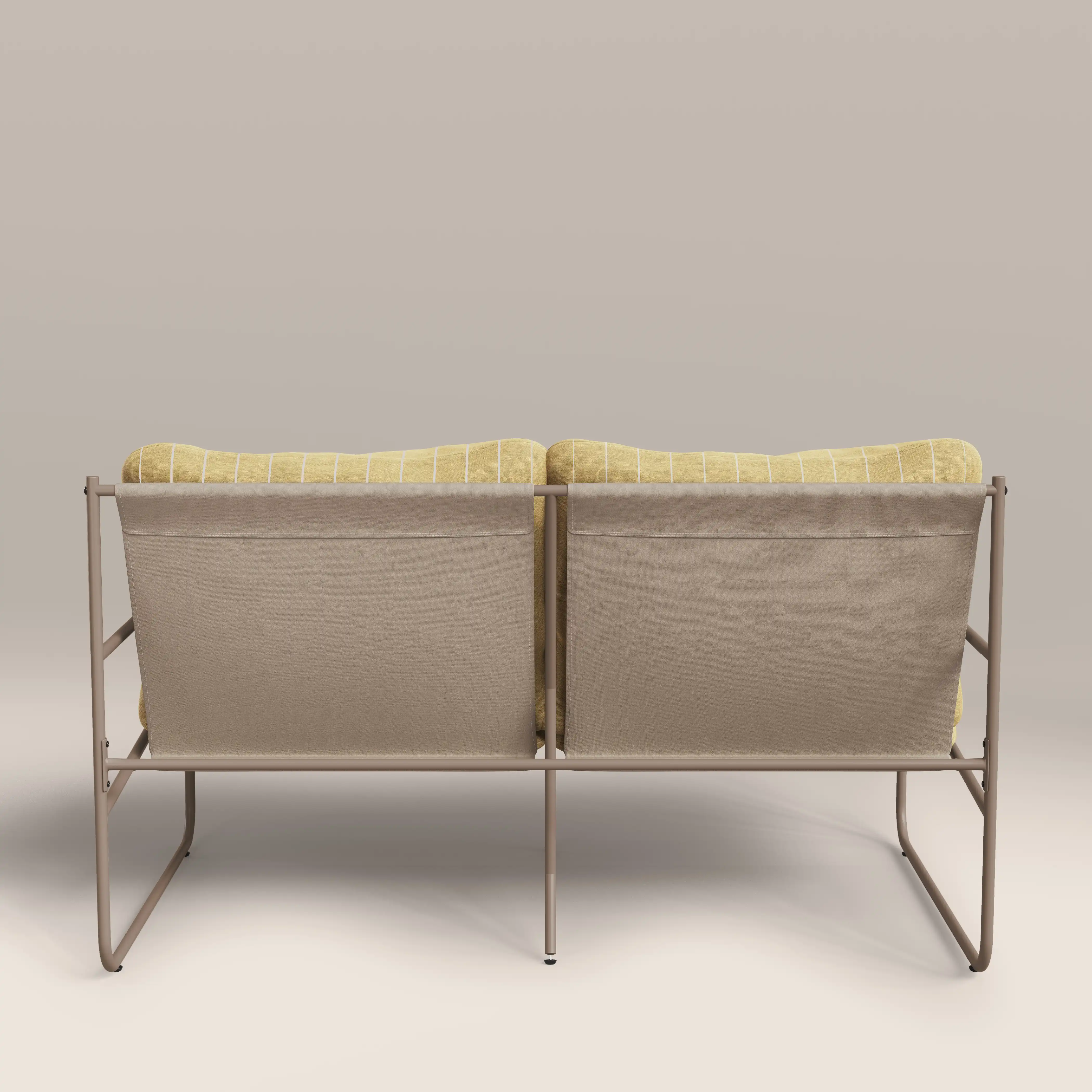 Harris 2 Seater Garden Sofa | Butter Yellow Stripe & Taupe - Image 6