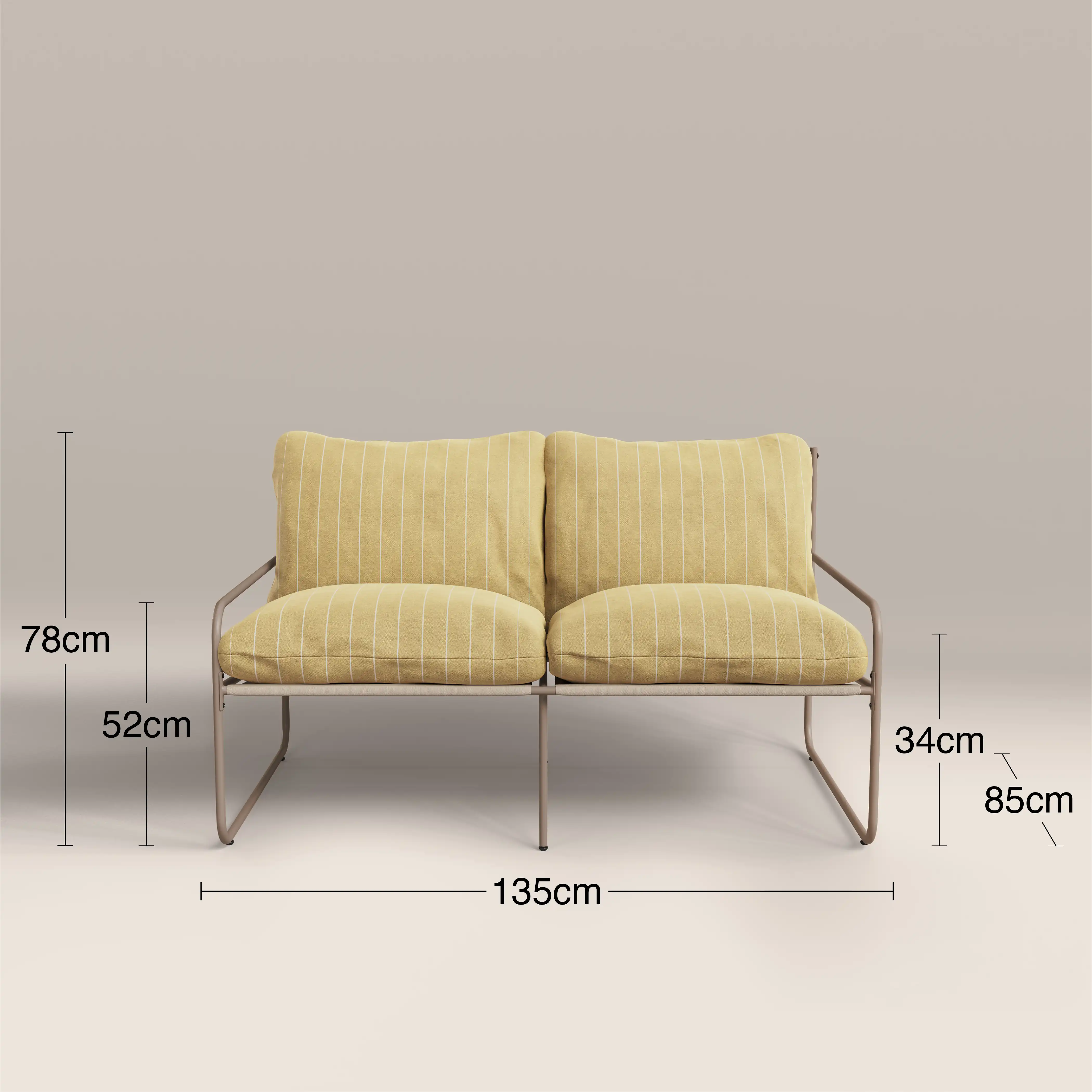 Harris 2 Seater Garden Sofa | Butter Yellow Stripe & Taupe - Image 7