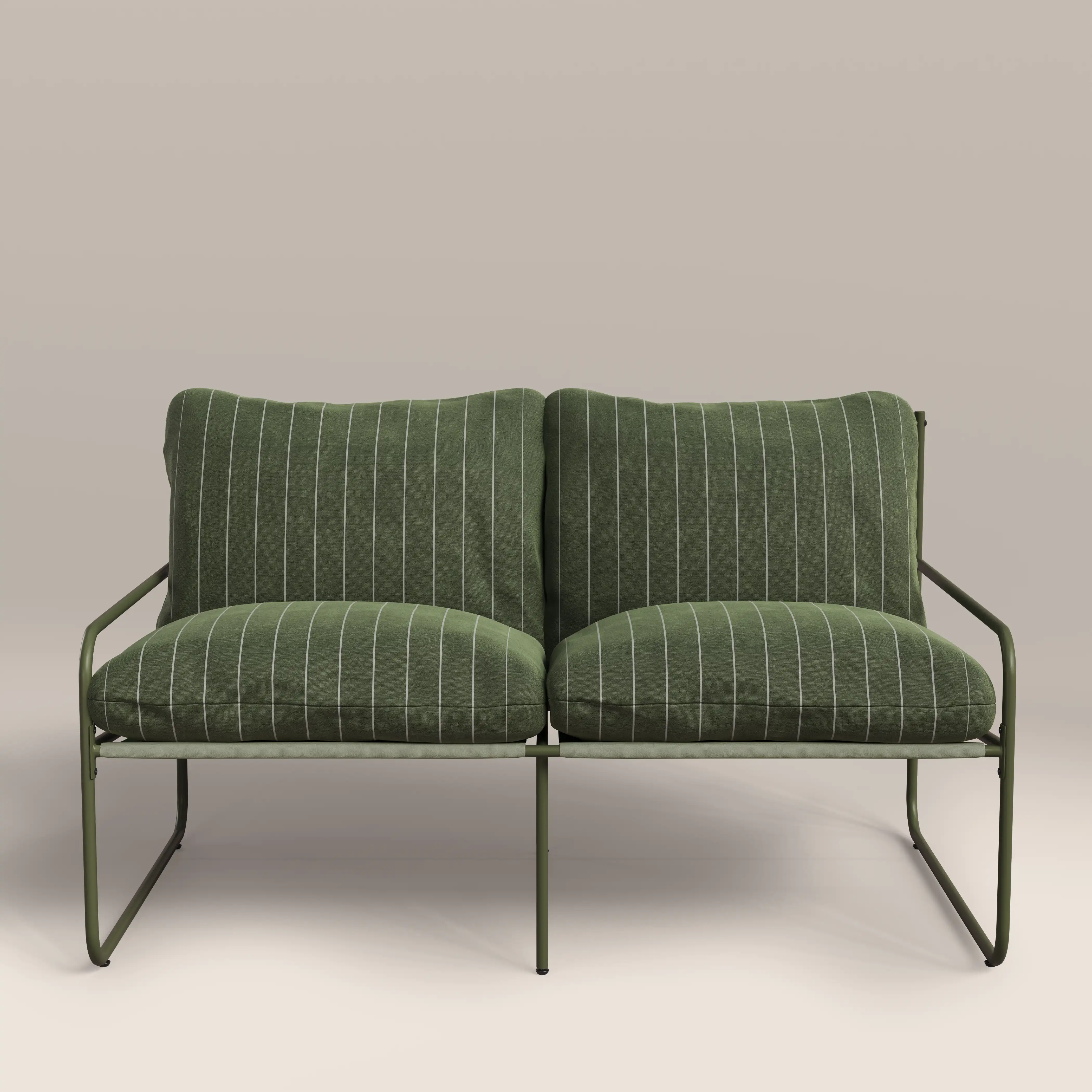 Harris 2 Seater Garden Sofa |  Moss Green Stripe & Moss Green - Image 2