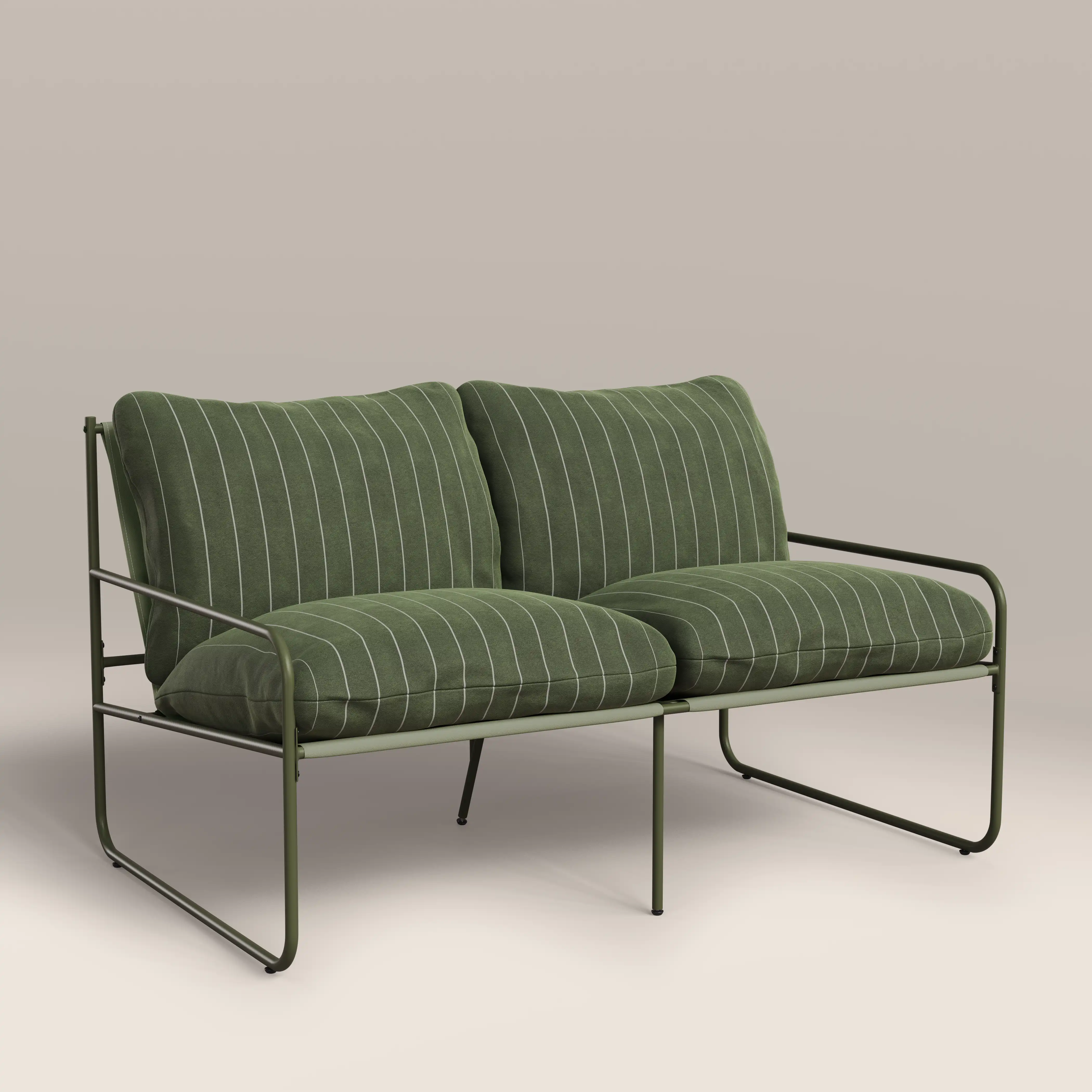 Harris 2 Seater Garden Sofa |  Moss Green Stripe & Moss Green - Image 4