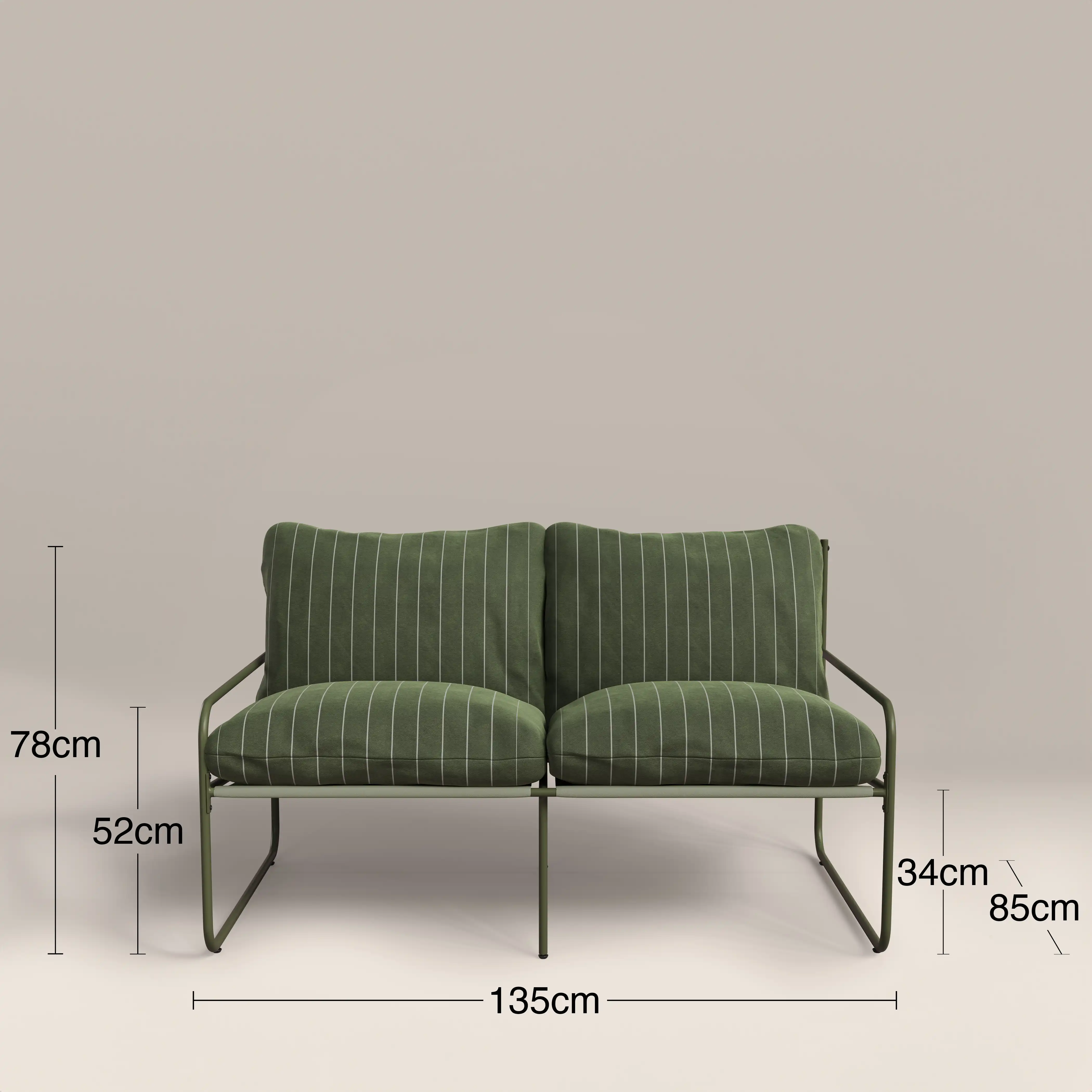 Harris 2 Seater Garden Sofa |  Moss Green Stripe & Moss Green - Image 7