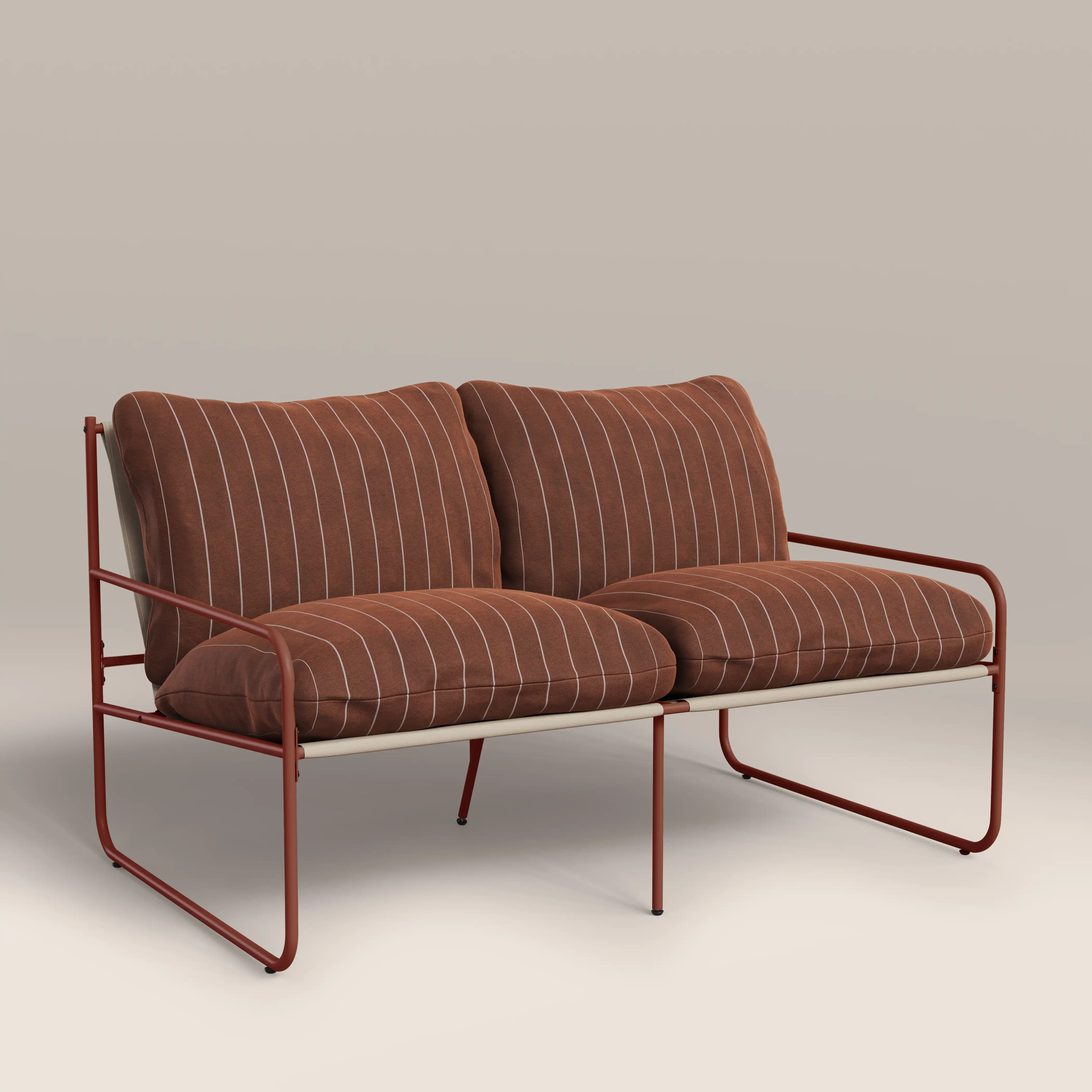 Harris 2 Seater Garden Sofa | Rust Red Stripe & Red - Image 2