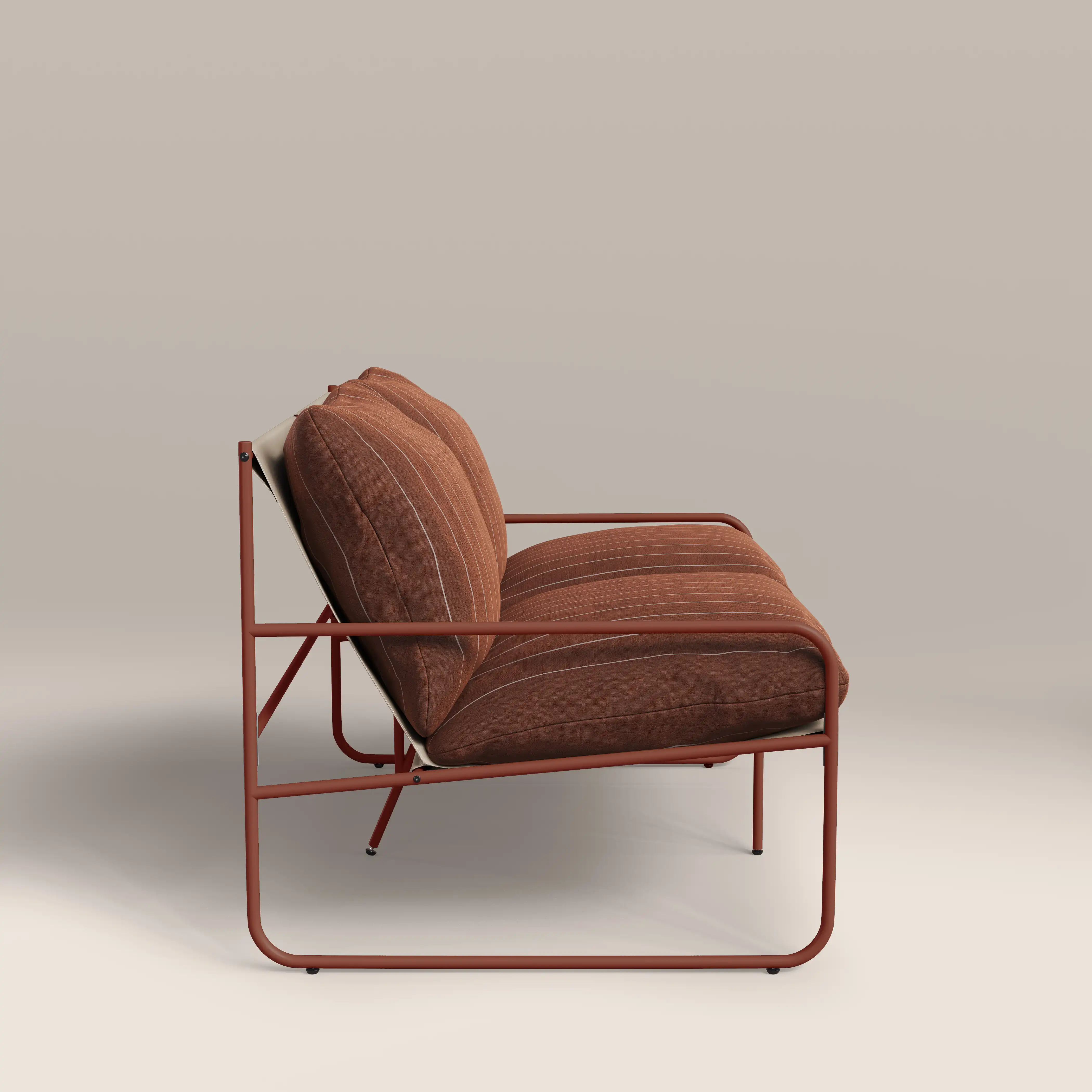 Harris 2 Seater Garden Sofa | Rust Red Stripe & Red - Image 4