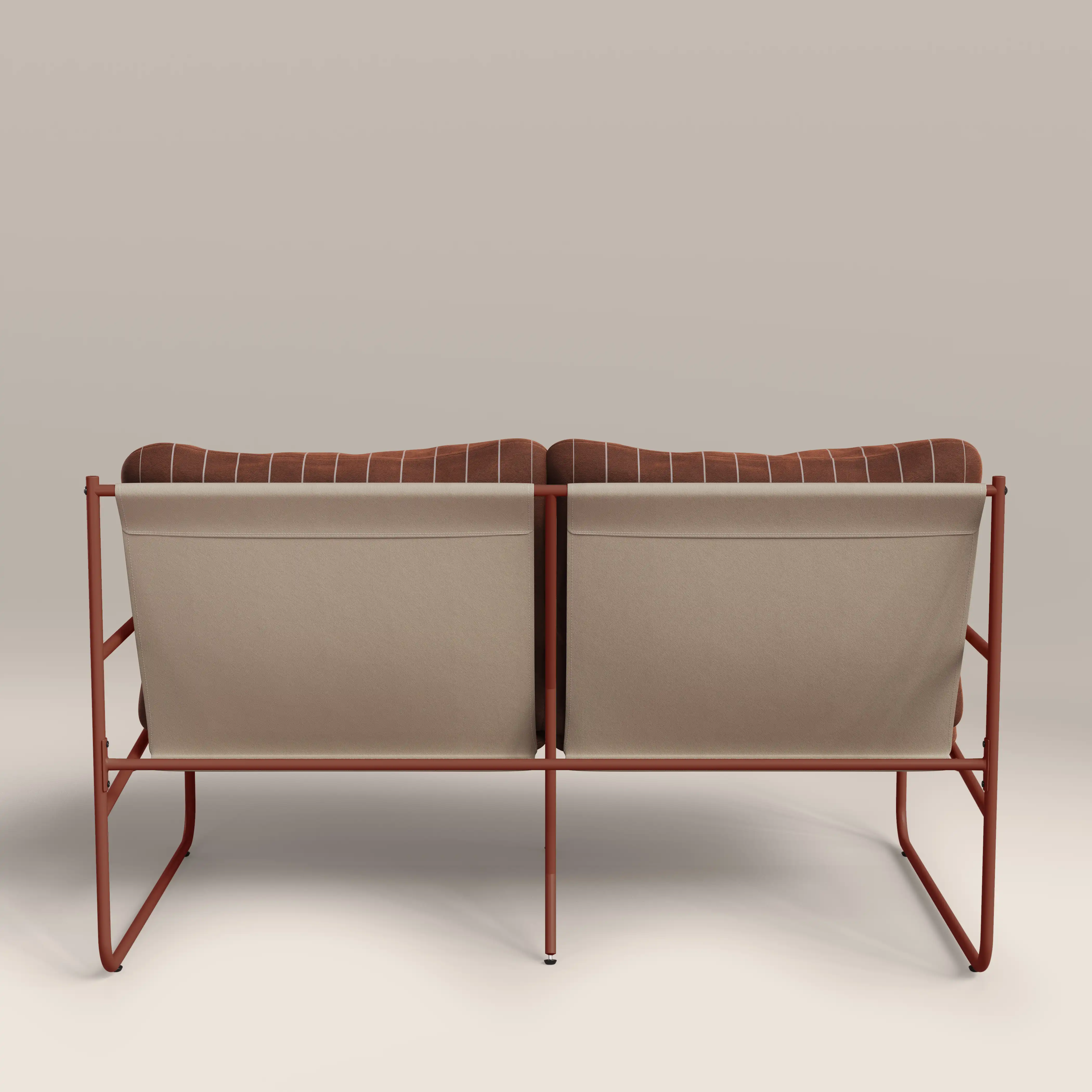 Harris 2 Seater Garden Sofa | Rust Red Stripe & Red - Image 5