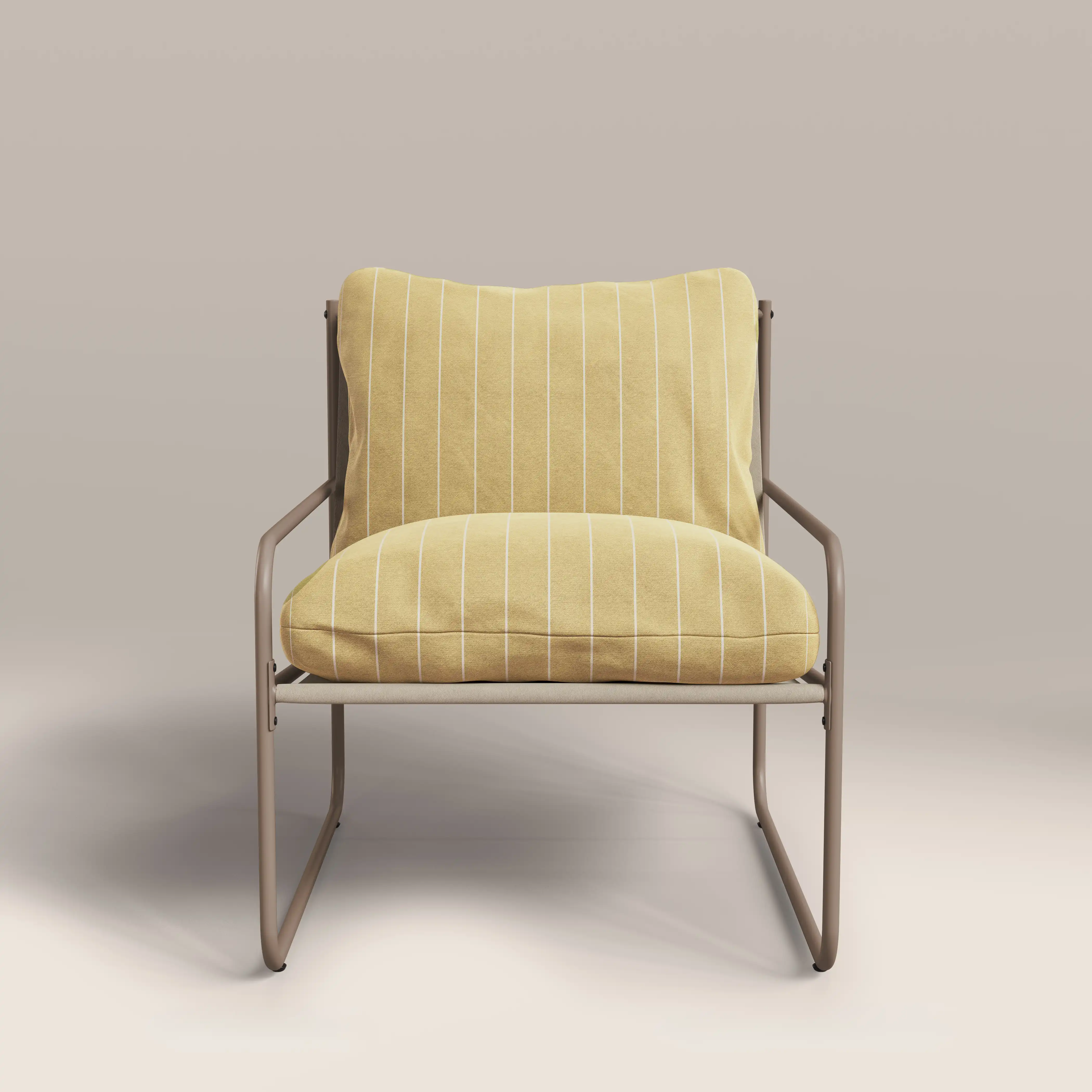 Harris Garden Armchair Set |  Butter Yellow Stripe & Taupe - Image 4