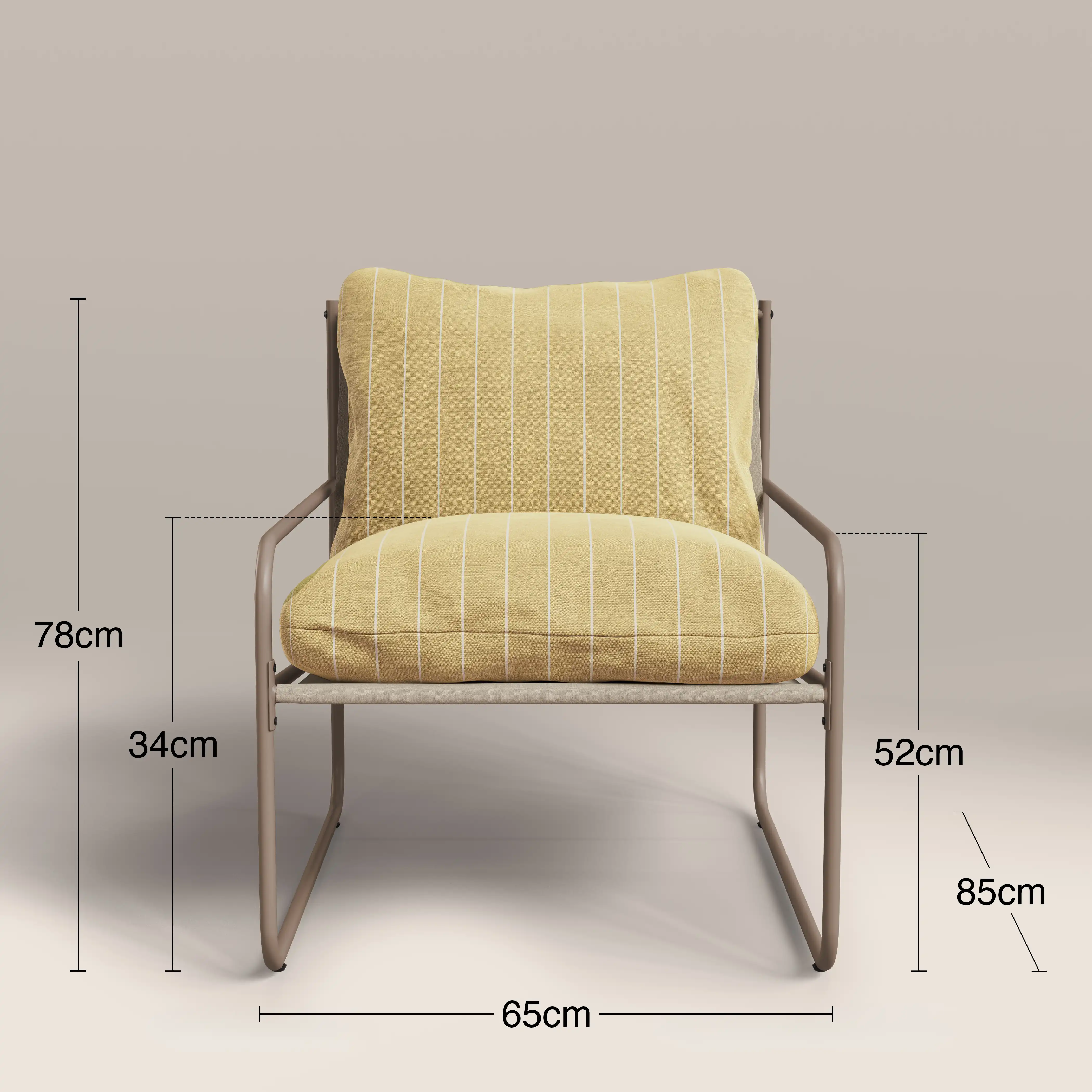 Harris Garden Armchair Set |  Butter Yellow Stripe & Taupe - Image 7