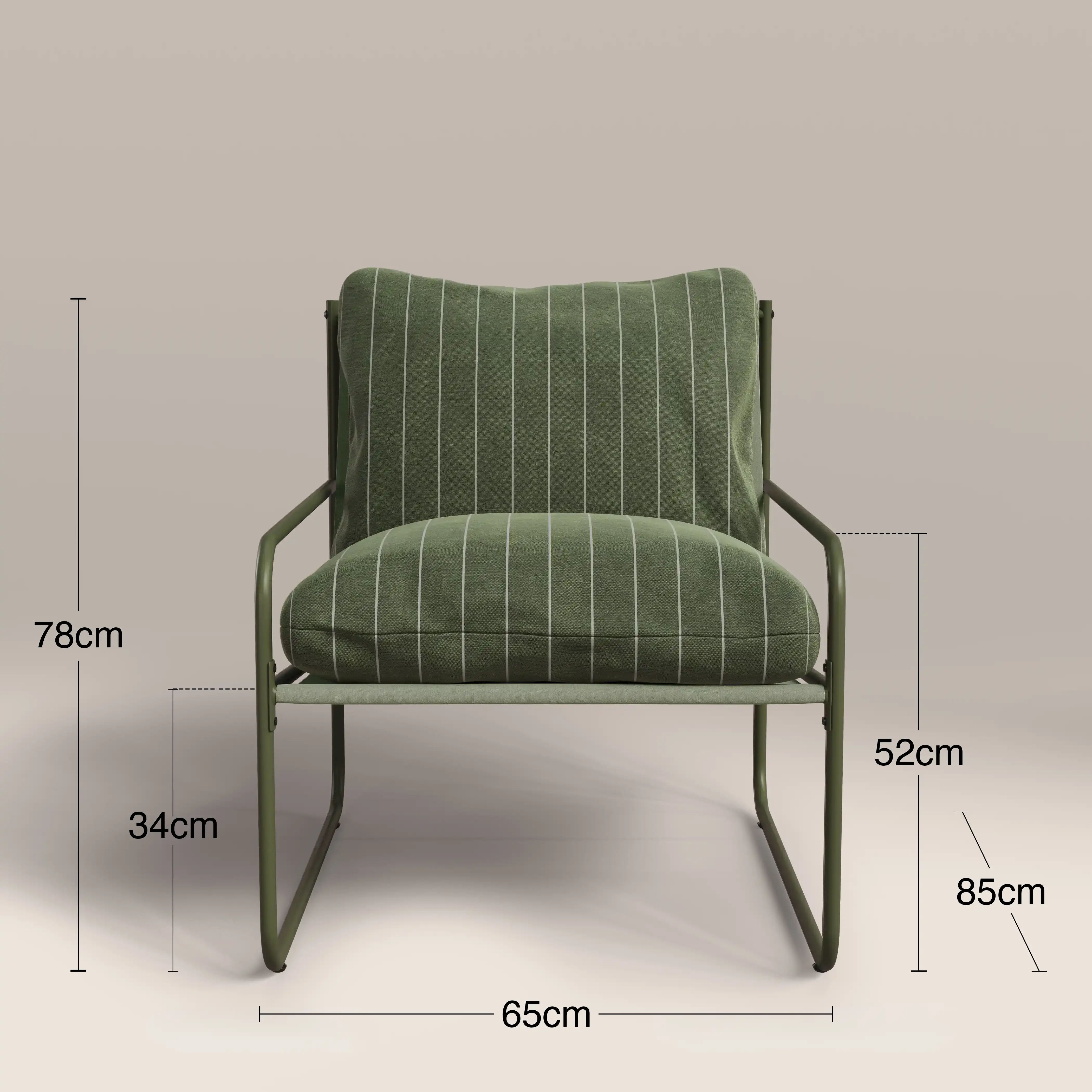 Harris Garden Armchair Set | Moss Green Stripe & Moss Green - Image 9