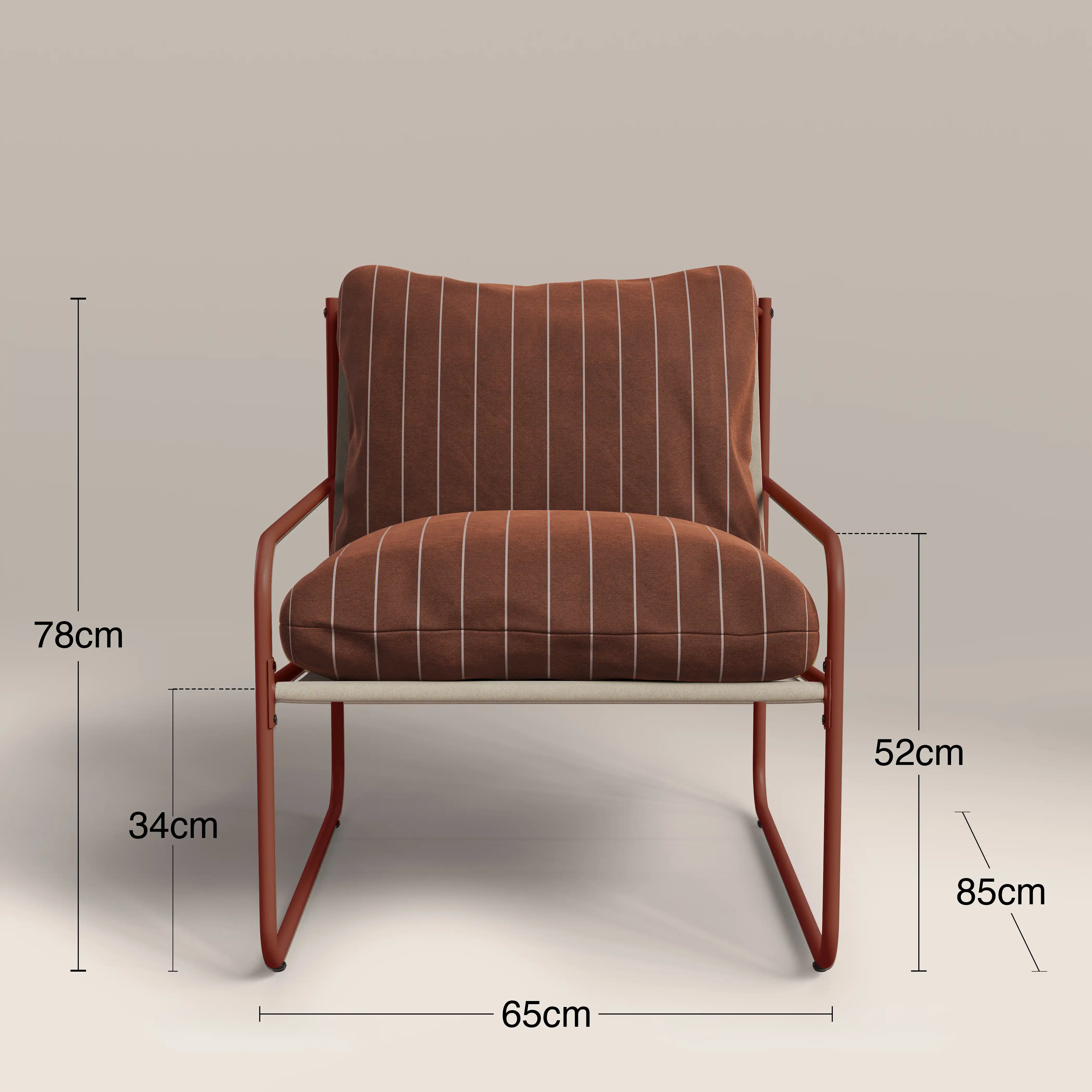 Harris Garden Armchair Set |  Rust Red Stripe & Red - Image 9
