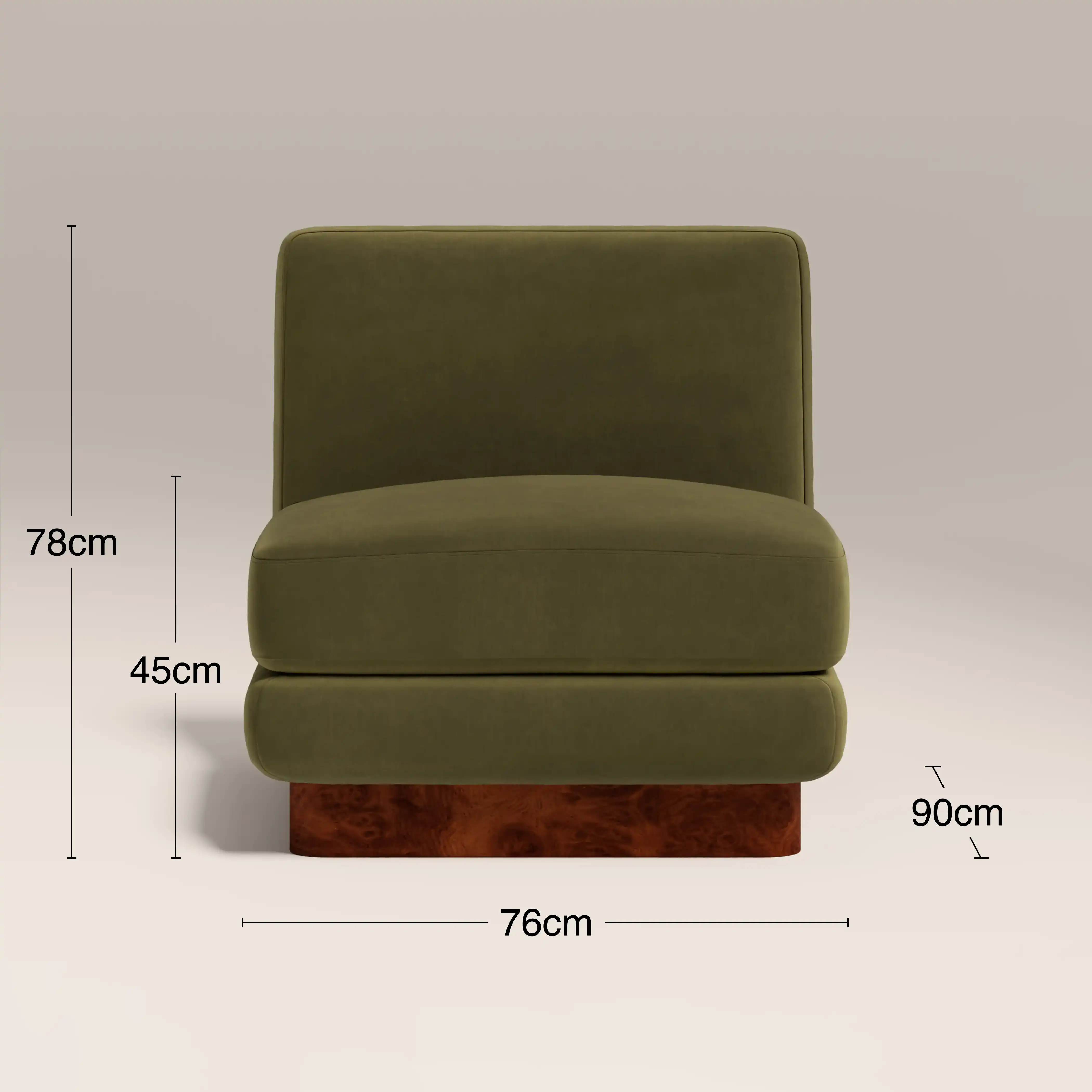 Harrison Accent Chair | Moss Green Sustainable Mohair Velvet & Walnut Burl Wood - Image 8