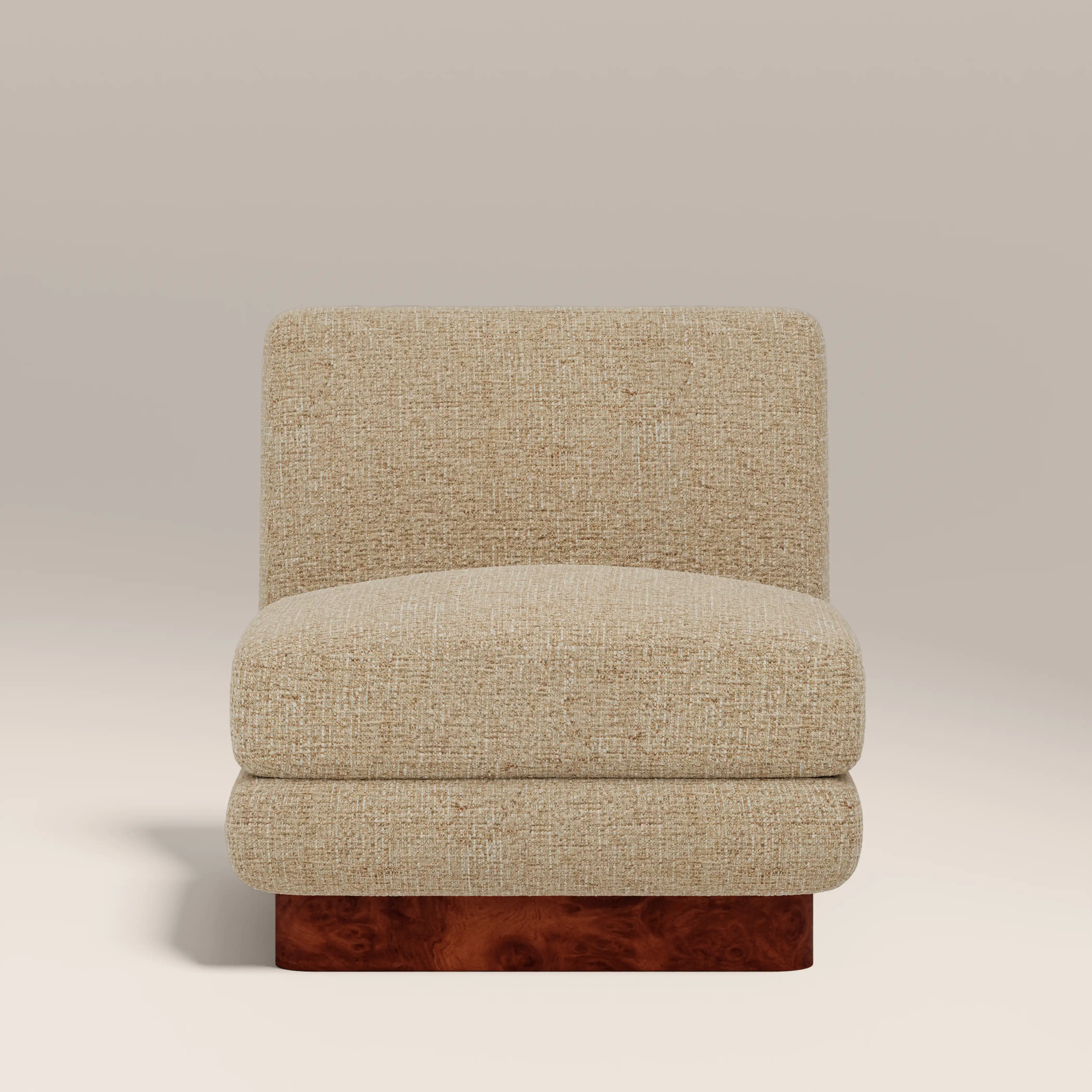 Harrison Accent Chair | Speckled Latte Boucle & Walnut Burl Wood - Image 2