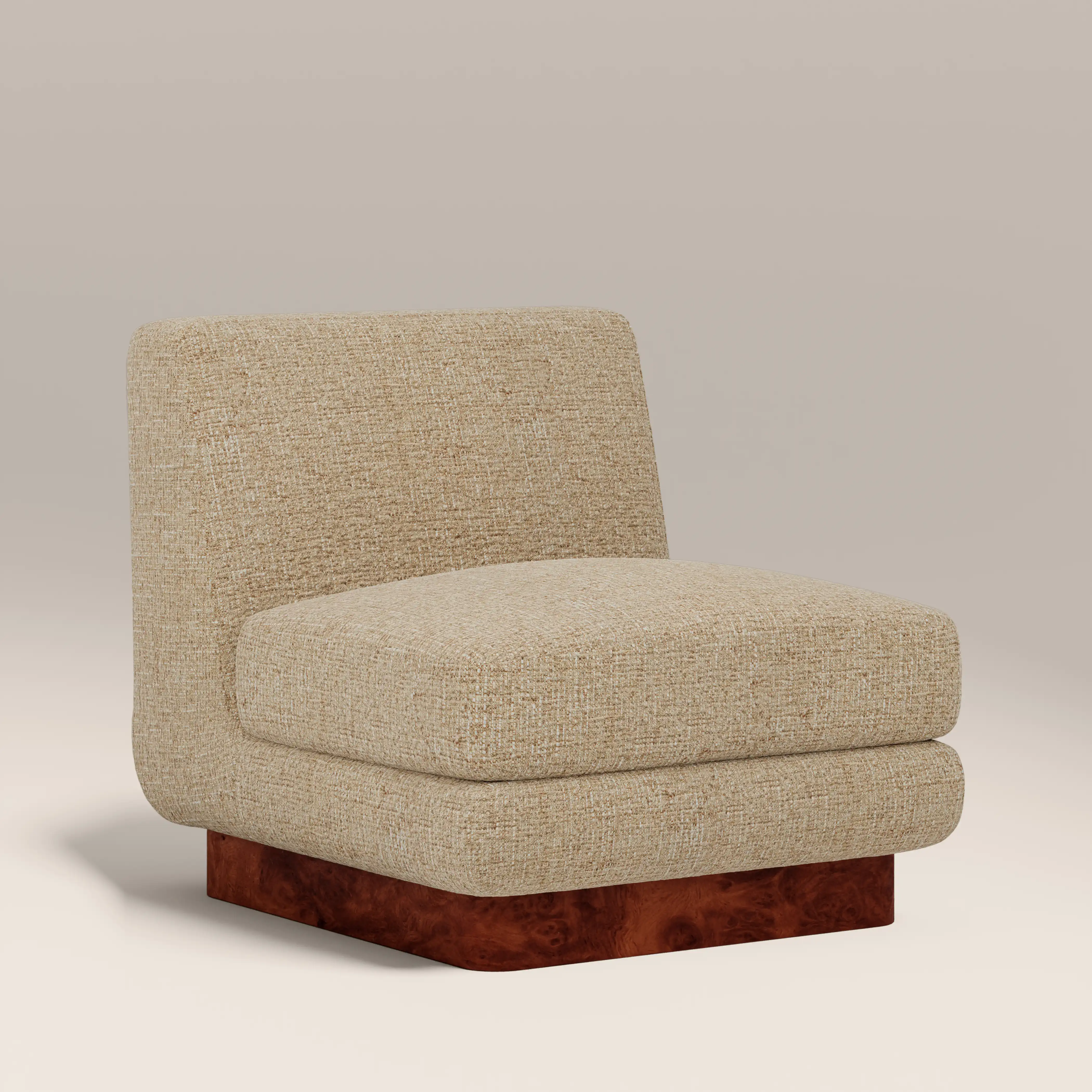 Harrison Accent Chair | Speckled Latte Boucle & Walnut Burl Wood - Image 3