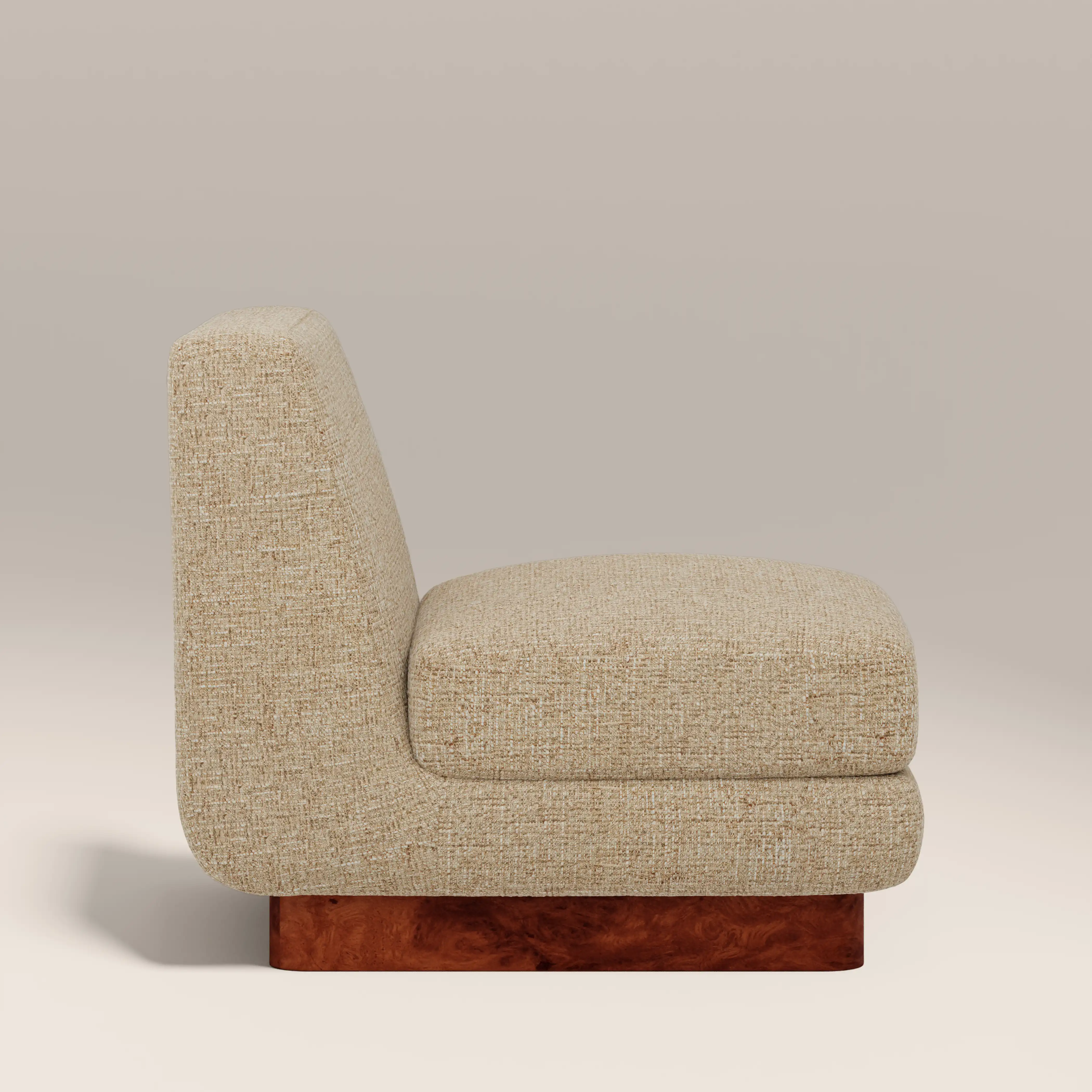 Harrison Accent Chair | Speckled Latte Boucle & Walnut Burl Wood - Image 5