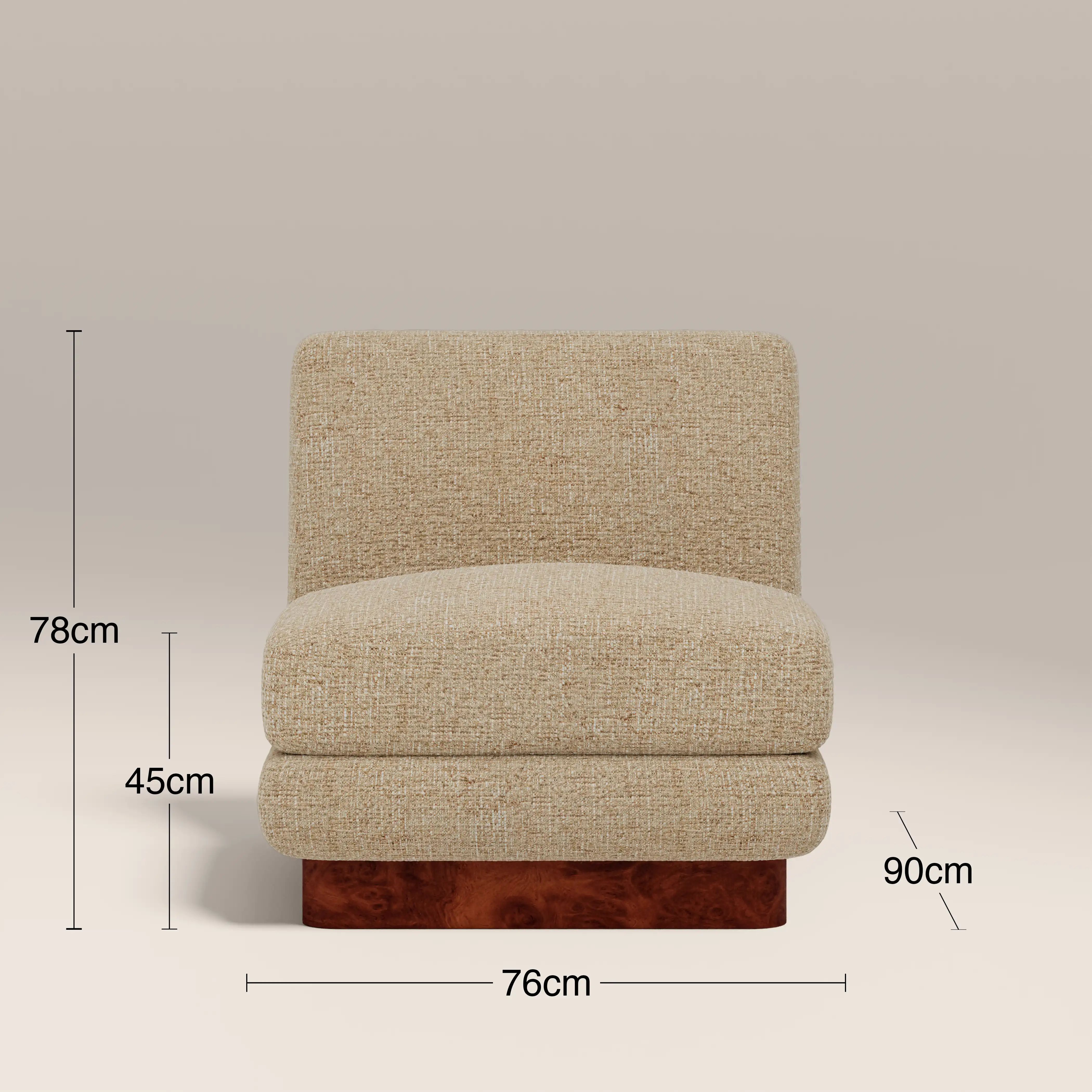 Harrison Accent Chair | Speckled Latte Boucle & Walnut Burl Wood - Image 8