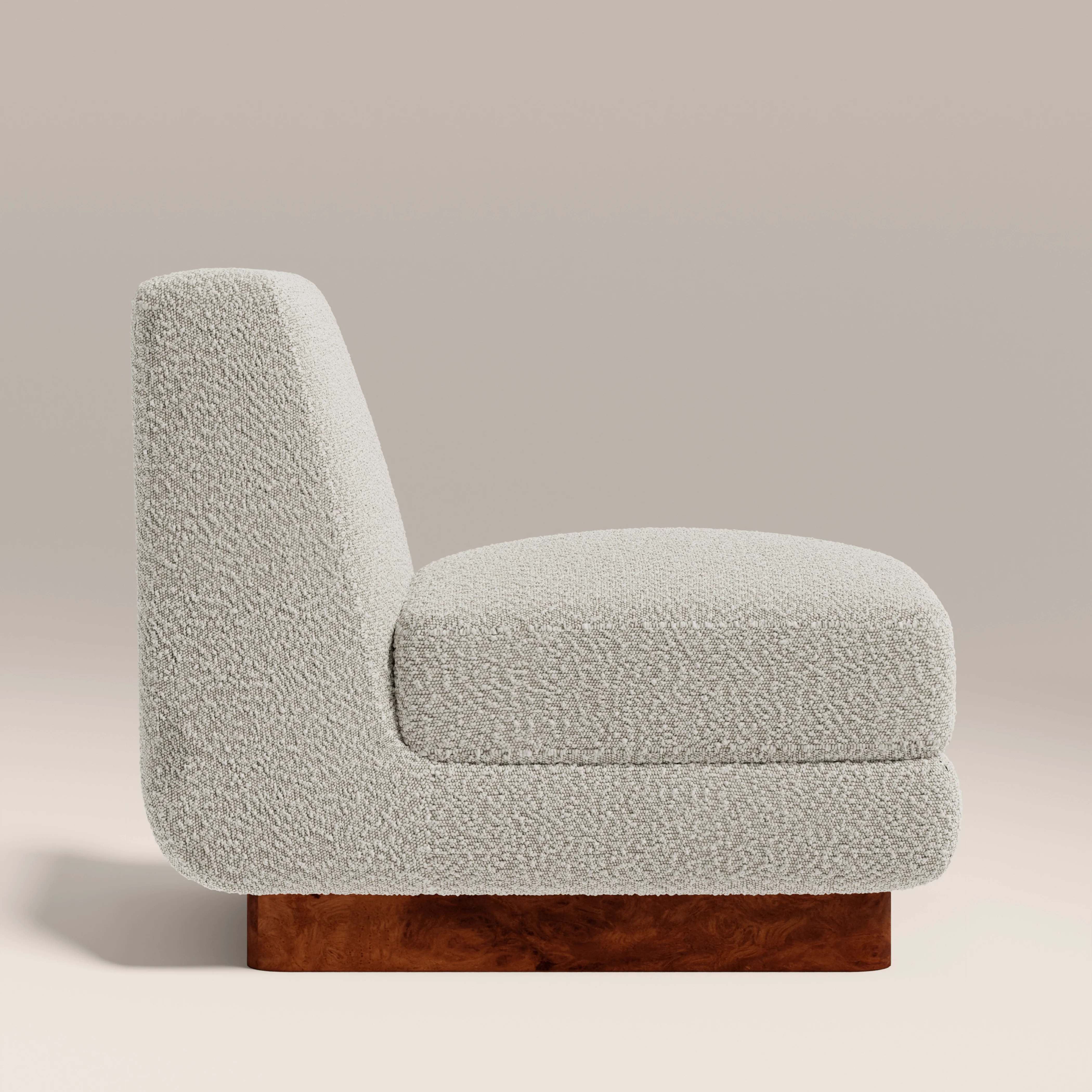 Harrison Accent Chair | Speckled Stone Sustainable Boucle & Walnut Burl Wood - Image 4