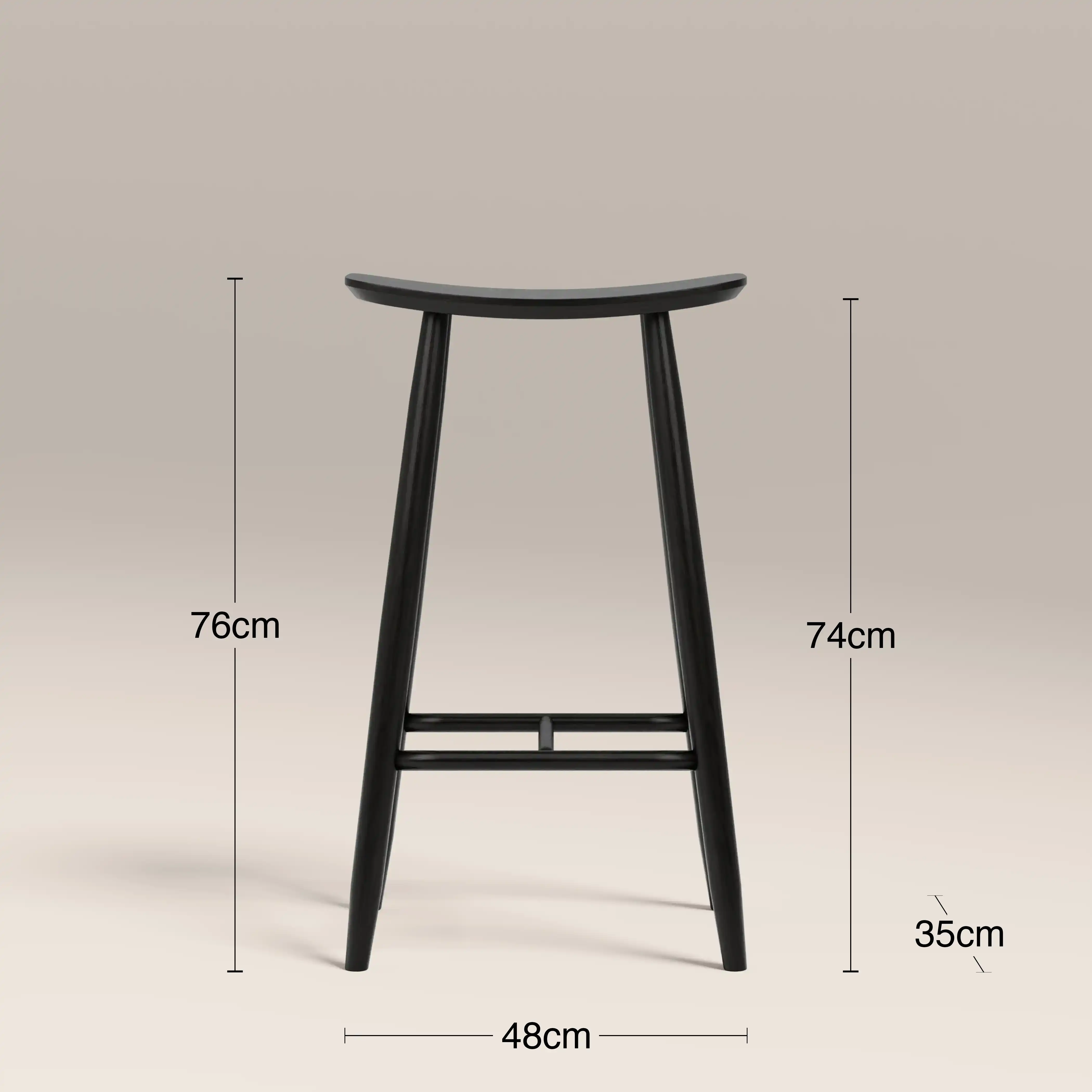 Hatton Wooden Bar Stool | Black - Image 7