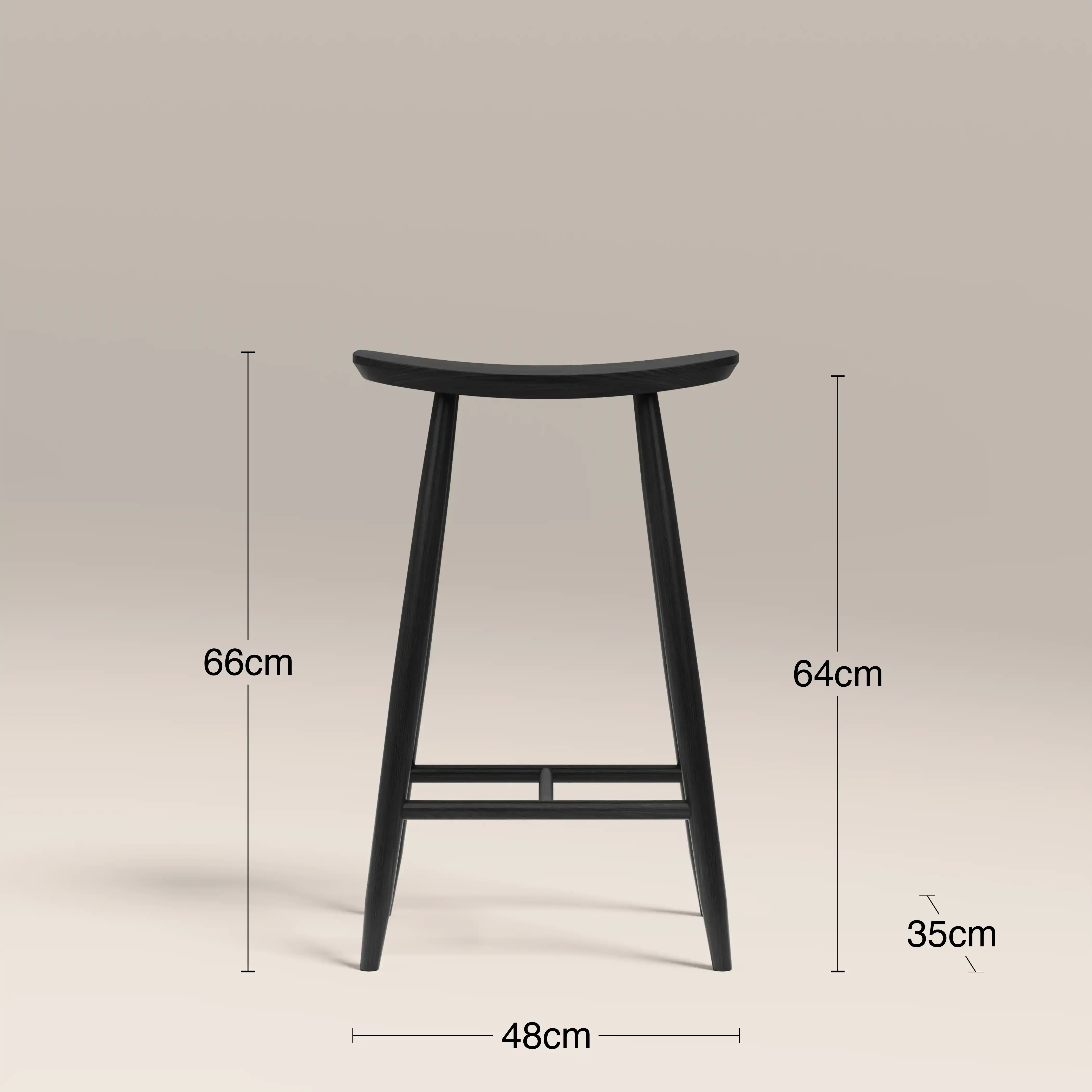 Hatton Wooden Kitchen Stool | Black - Image 7