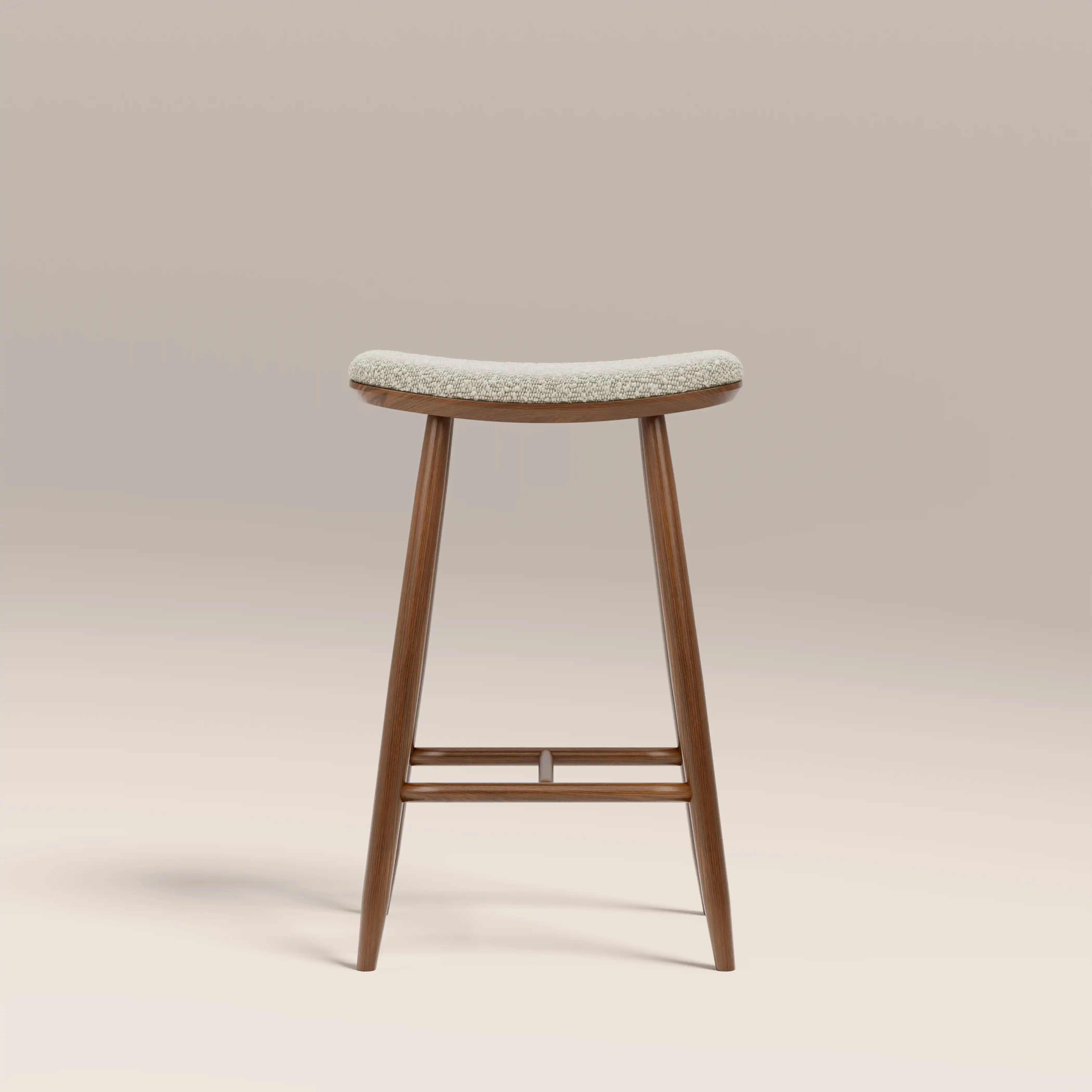 Hatton Wooden Kitchen Stool | Speckled Stone Sustainable Boucle & Walnut - Image 3