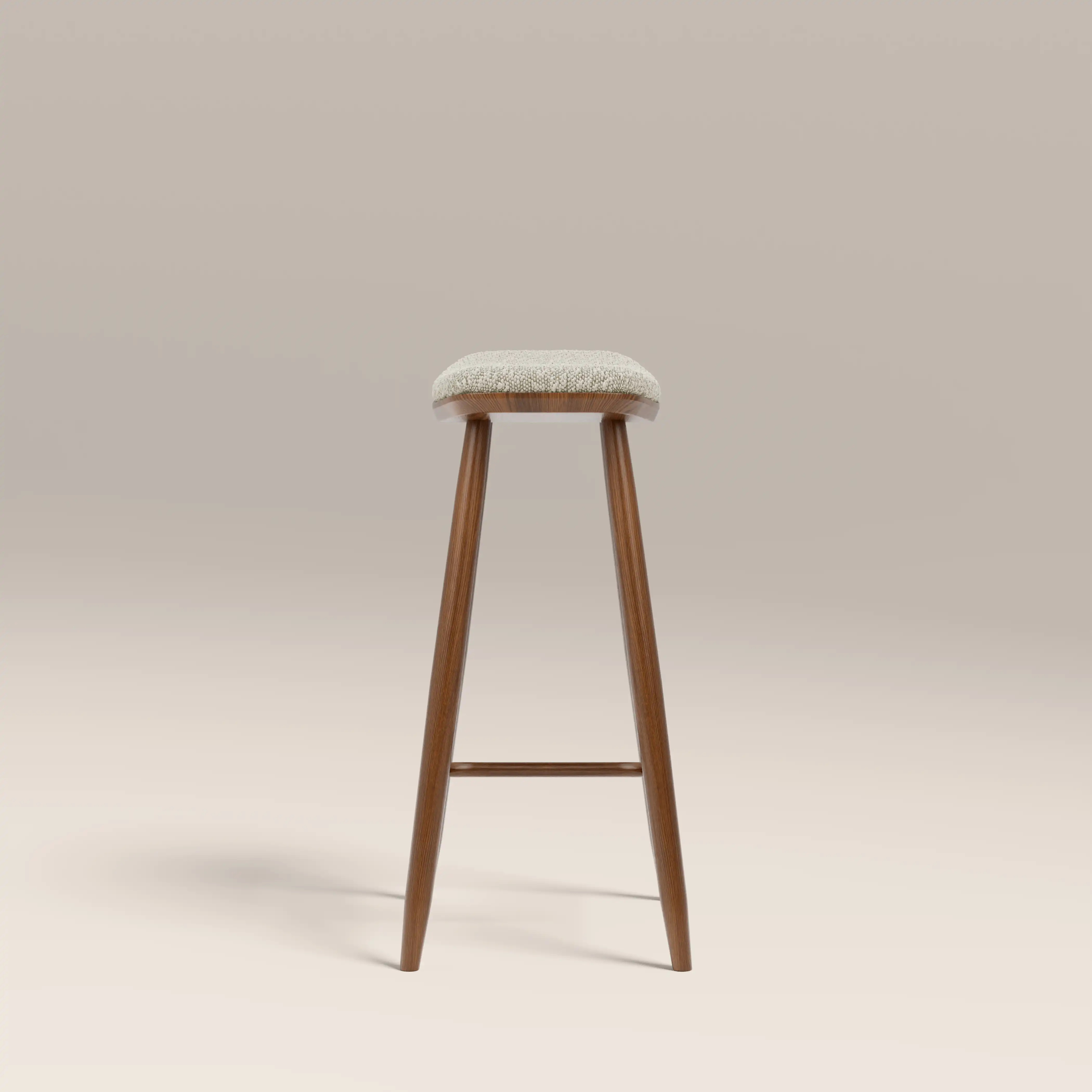 Hatton Wooden Kitchen Stool | Speckled Stone Sustainable Boucle & Walnut - Image 5