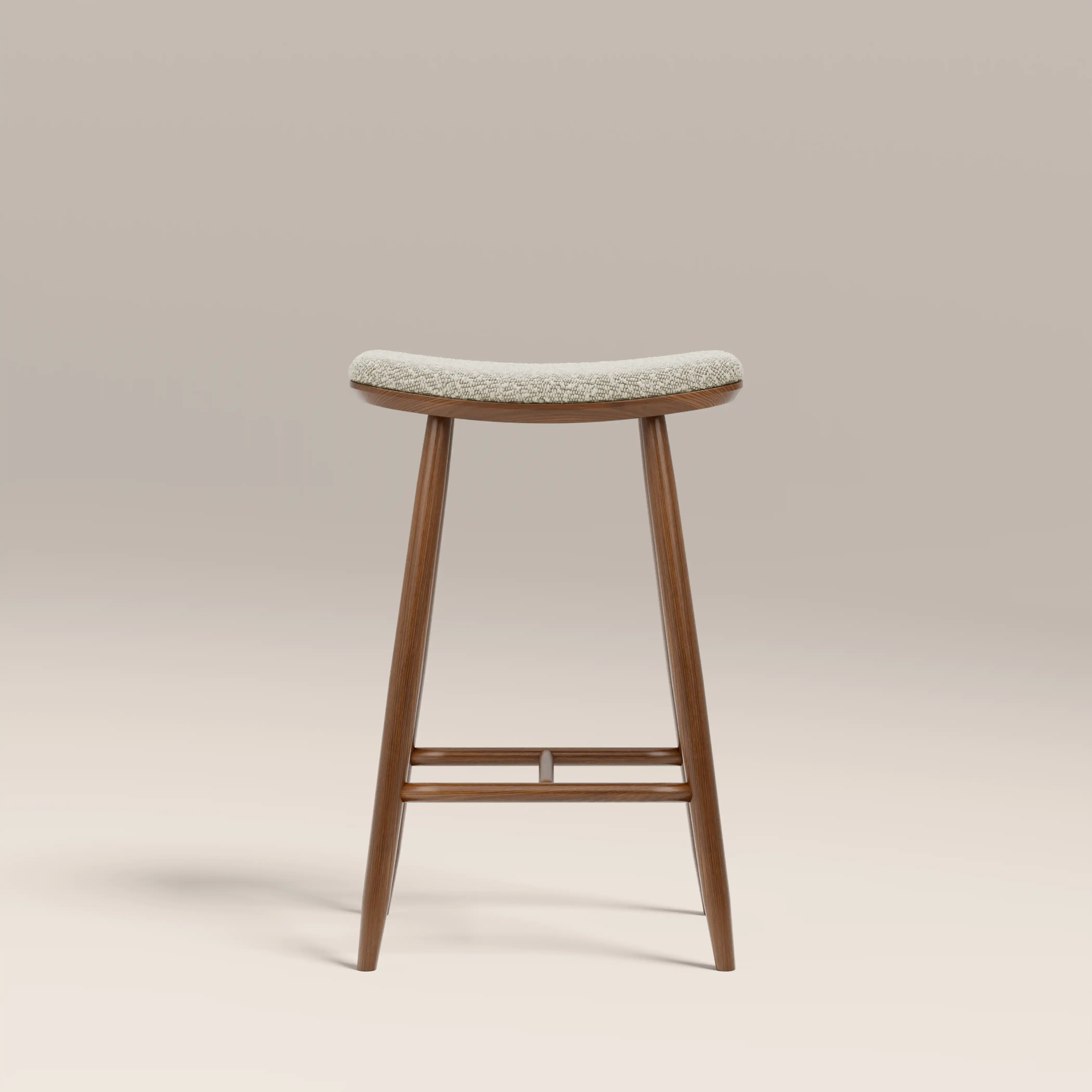 Hatton Wooden Kitchen Stool | Speckled Stone Sustainable Boucle & Walnut - Image 7