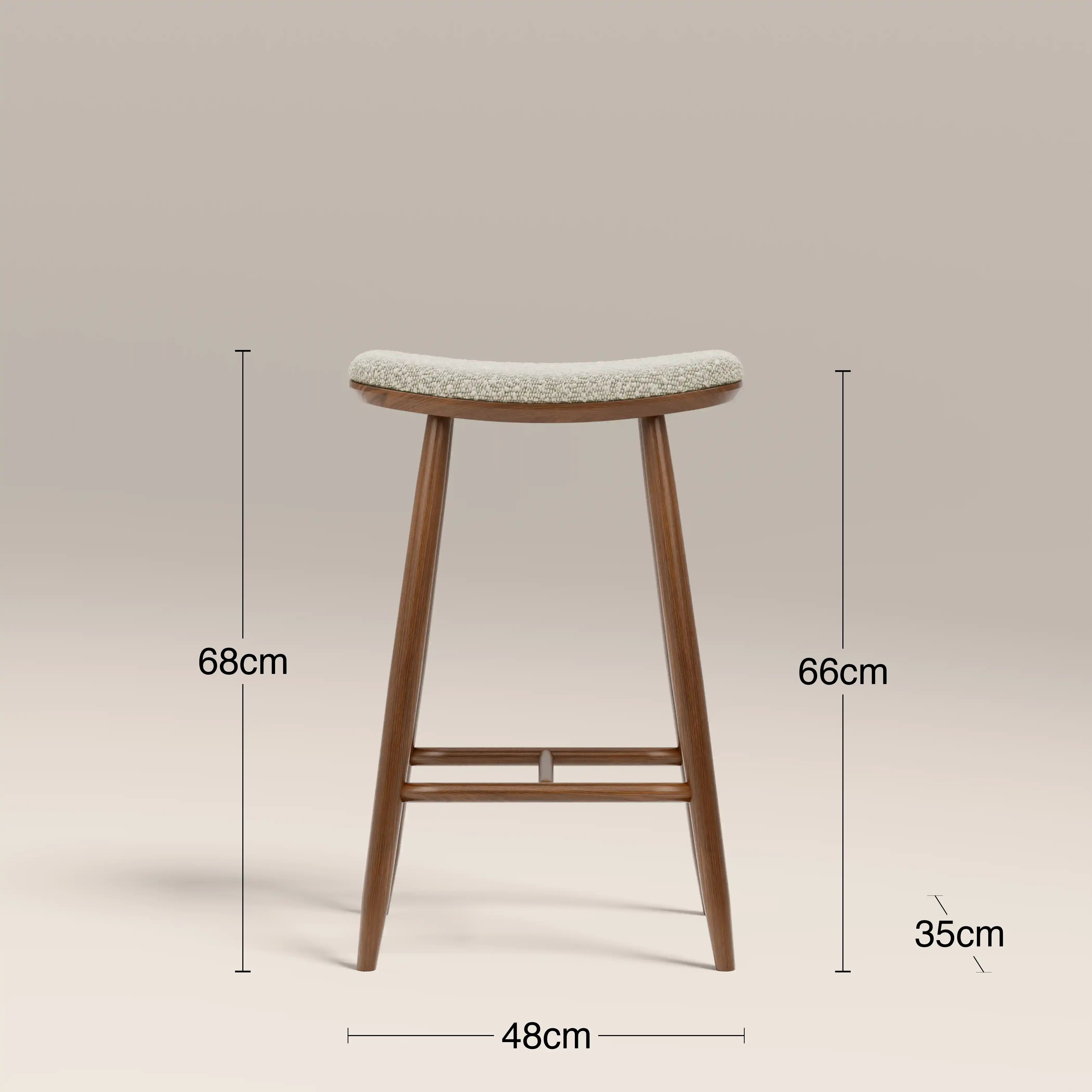 Hatton Wooden Kitchen Stool | Speckled Stone Sustainable Boucle & Walnut - Image 8