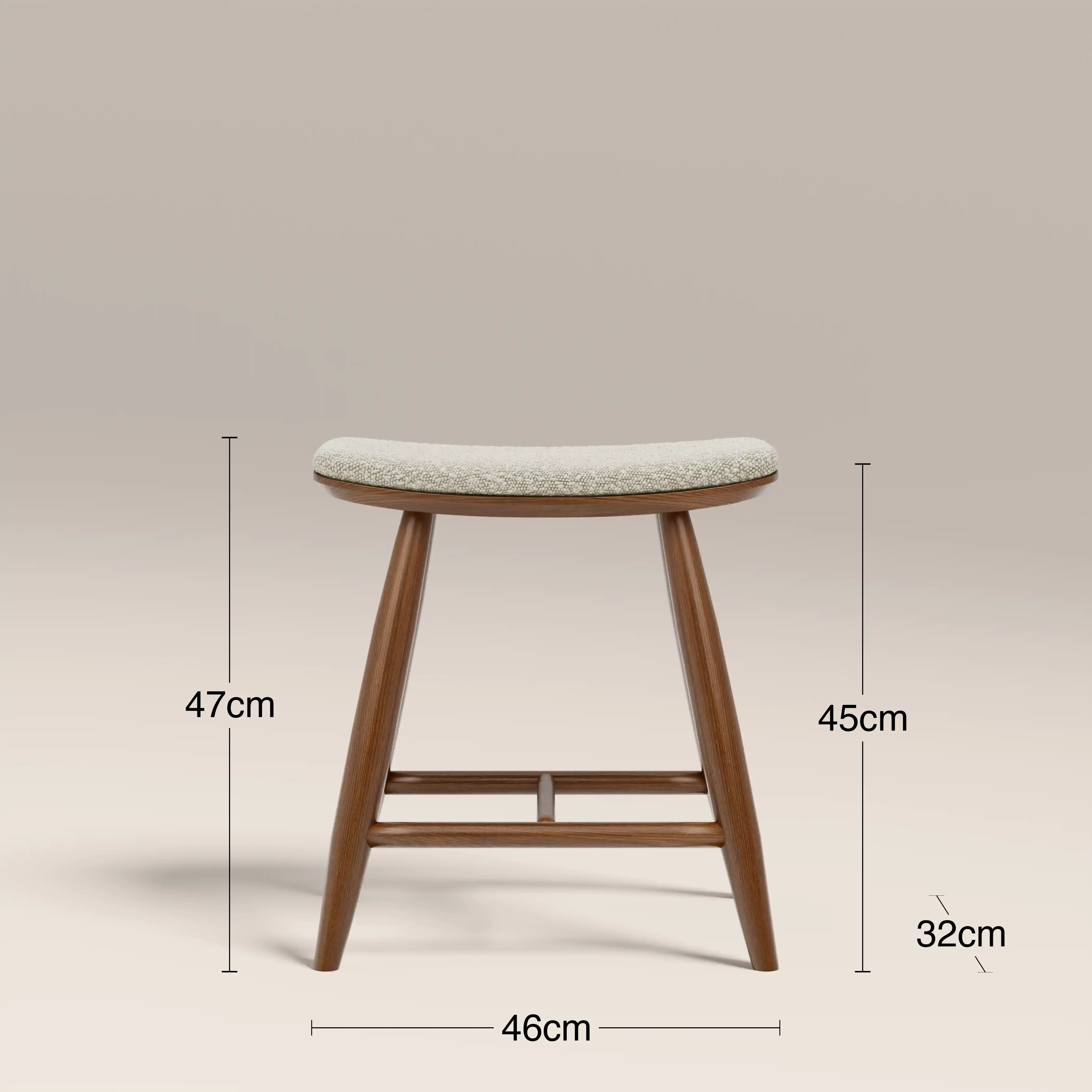 Hatton Wooden Low Stool | Speckled Stone Sustainable Boucle & Walnut - Image 7