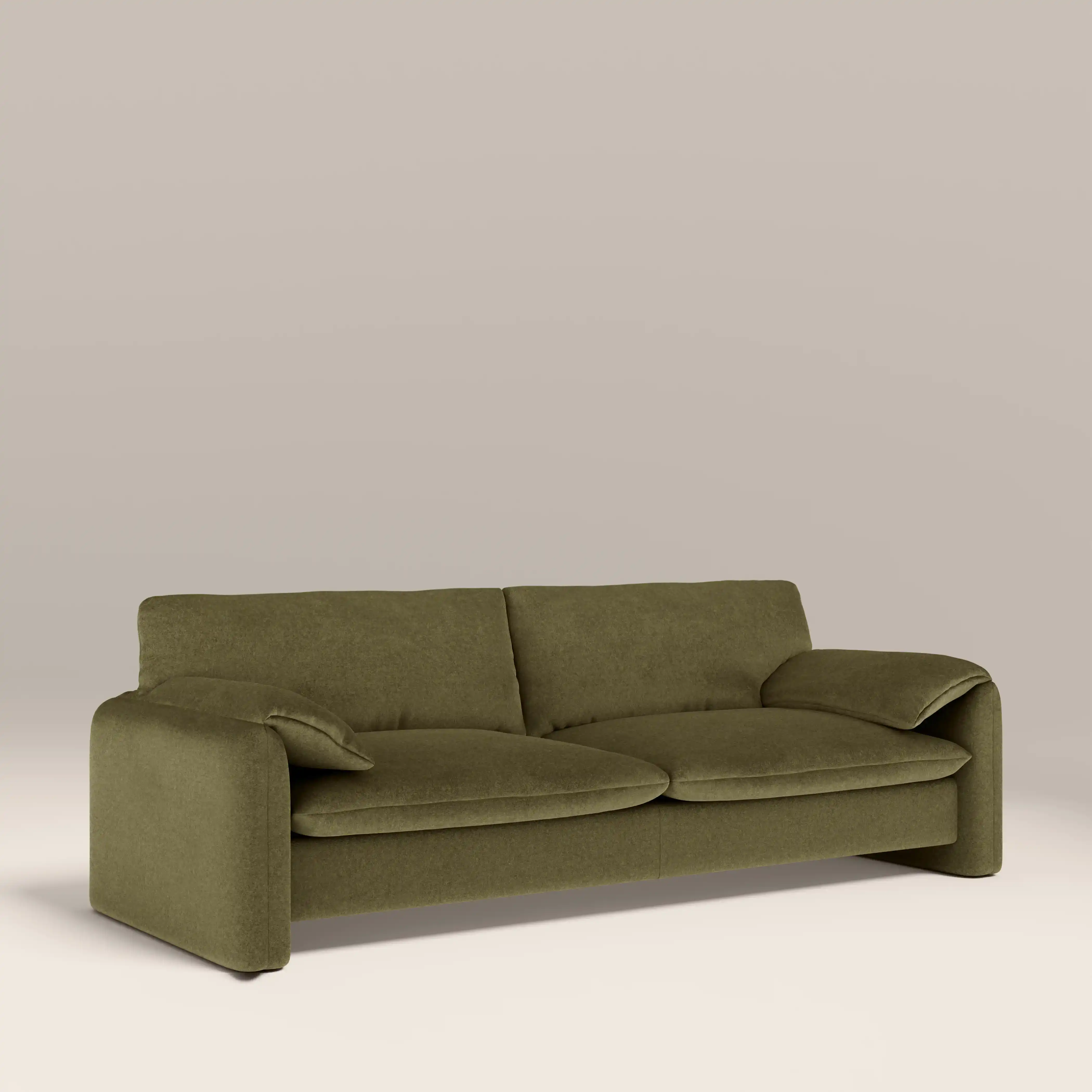 Haven 3 Seater Sofa | Moss Green Sustainable Mohair Velvet - Image 2