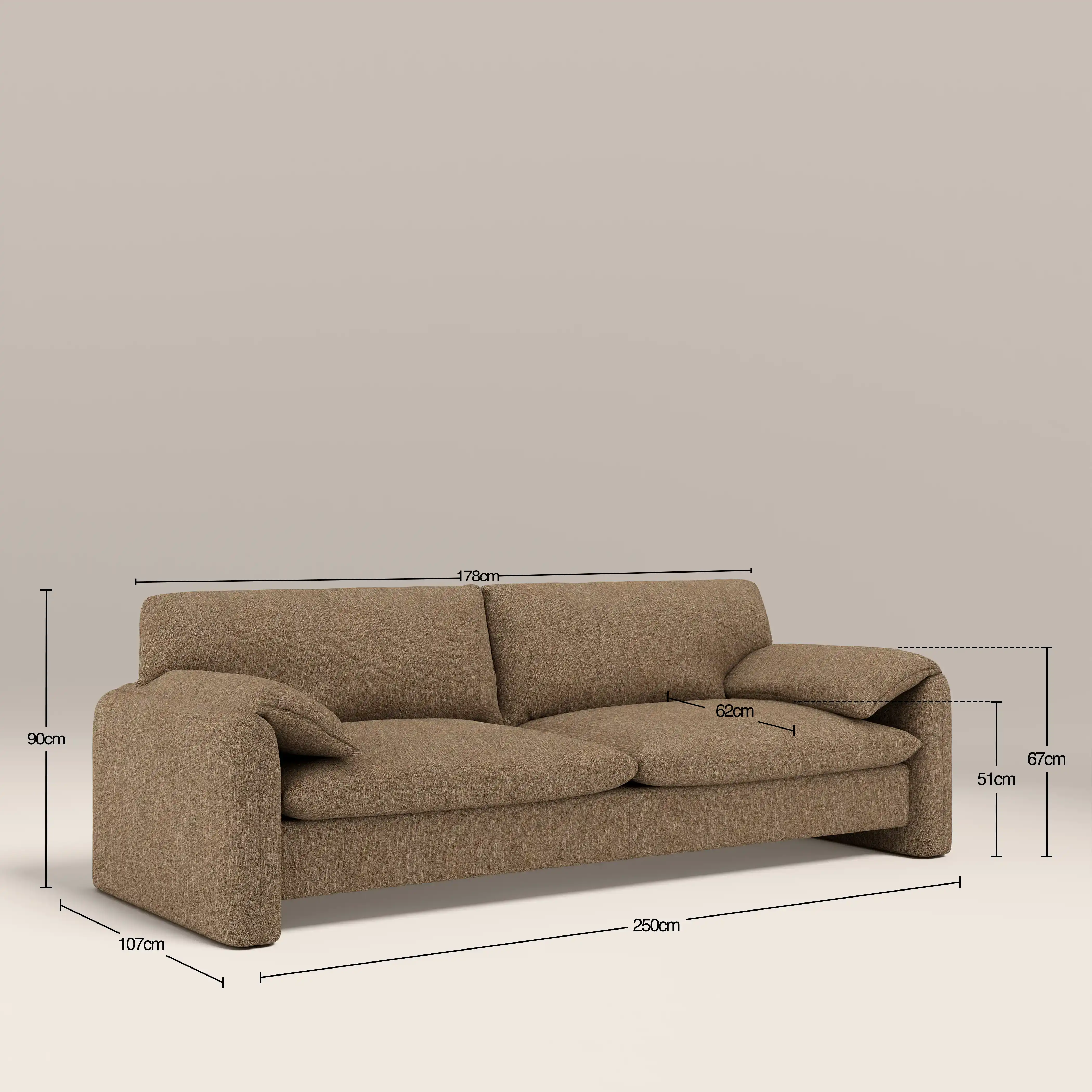 Haven 3 Seater Sofa | Speckled Cappuccino Boucle - Image 7