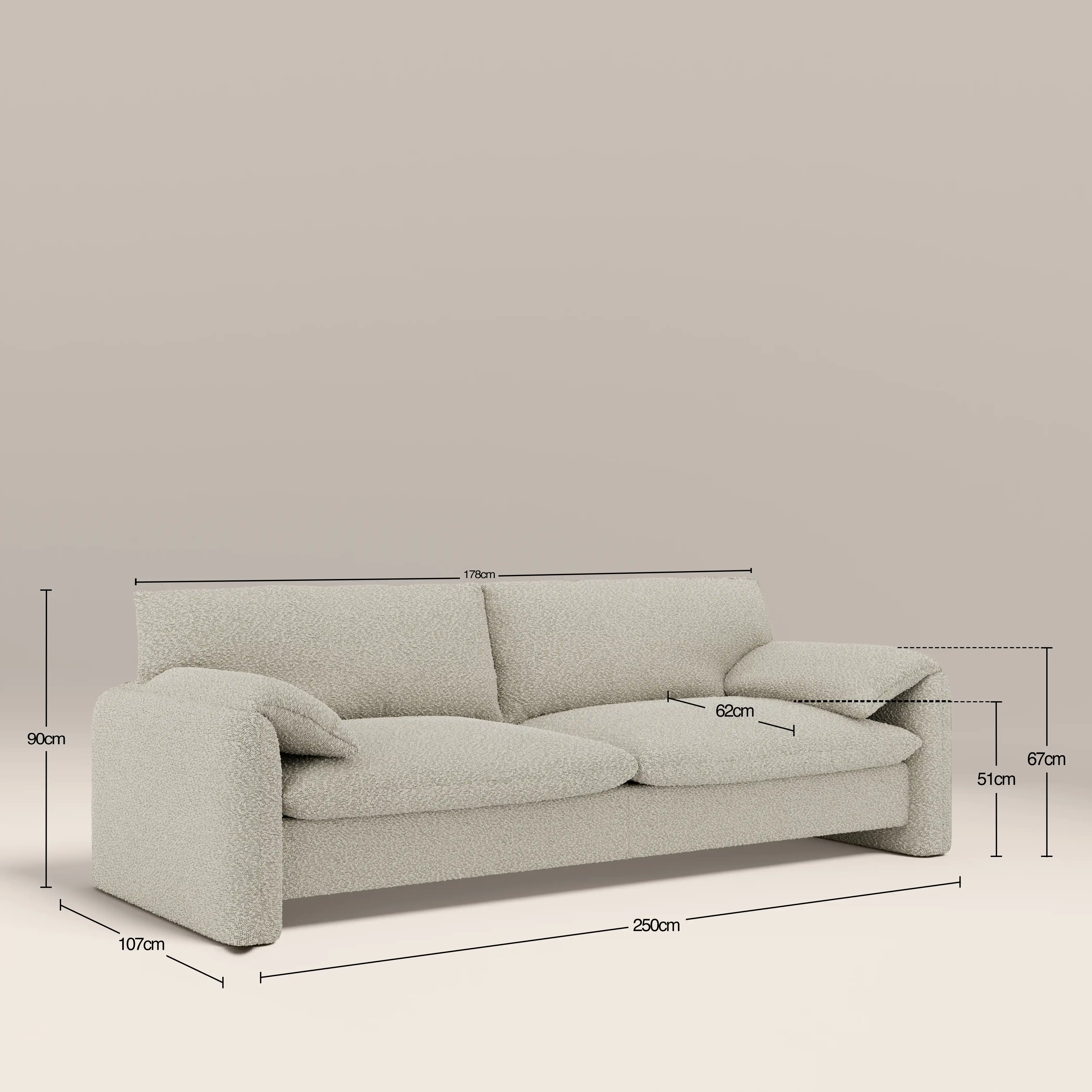 Haven 3 Seater Sofa | Speckled Stone Sustainable Boucle - Image 8