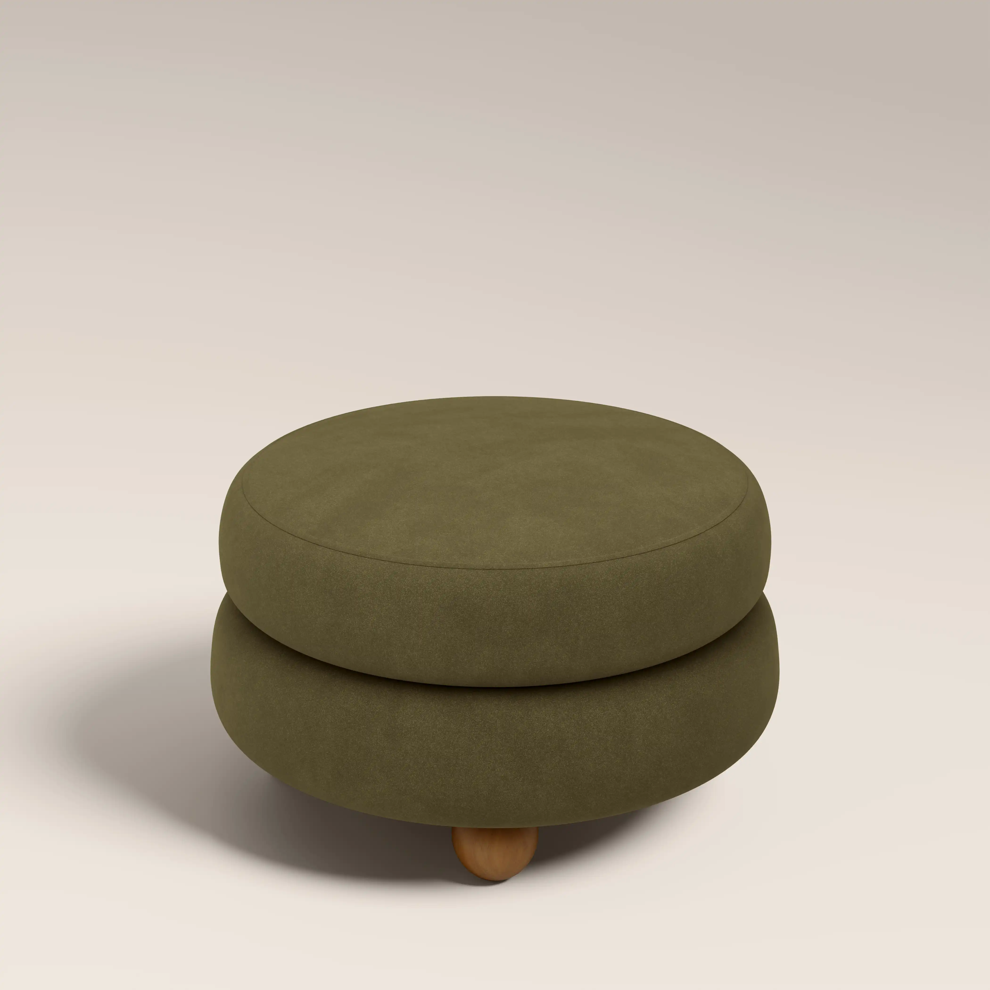 Hazel Footstool | Moss Green Sustainable Mohair Velvet & Walnut - Image 5