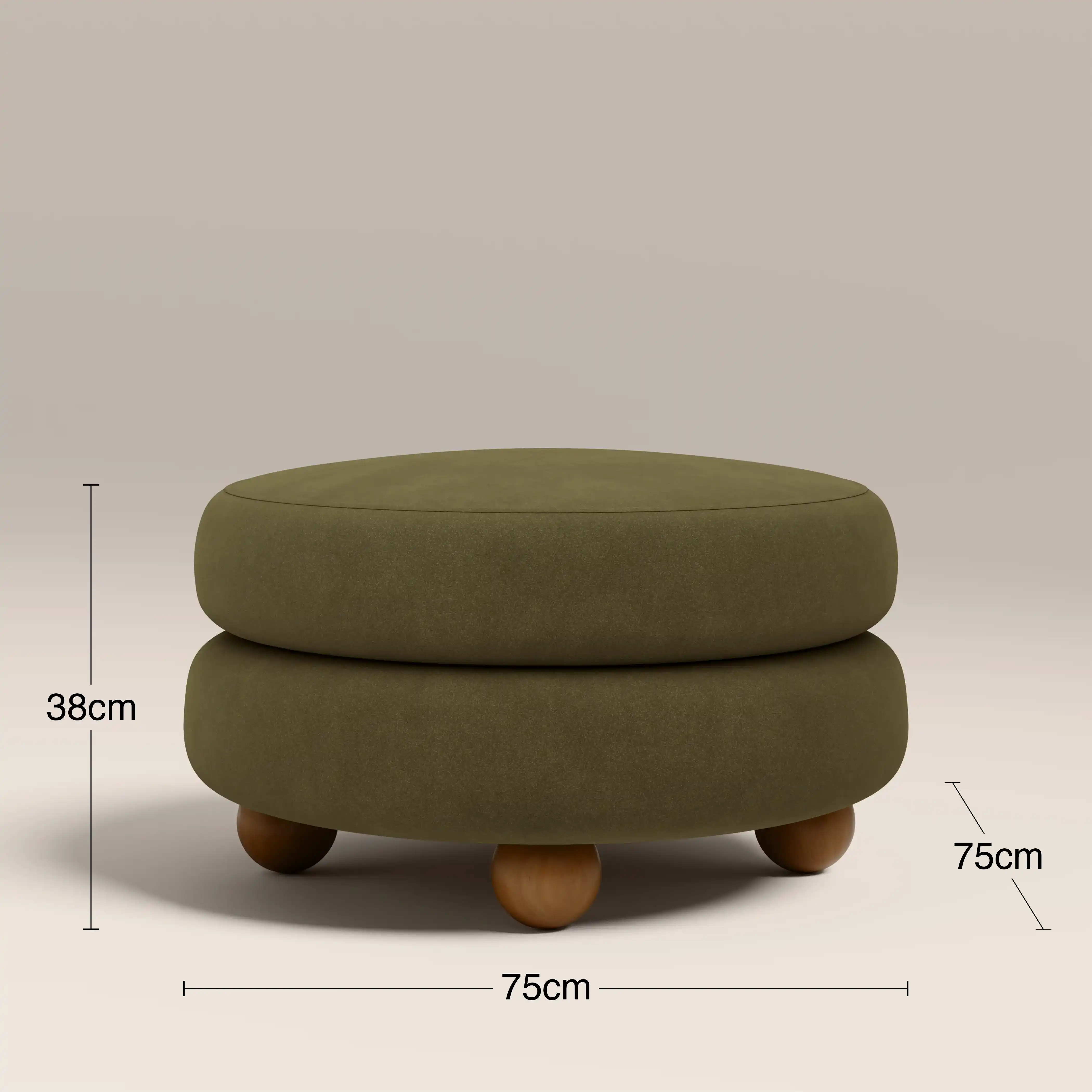 Hazel Footstool | Moss Green Sustainable Mohair Velvet & Walnut - Image 7